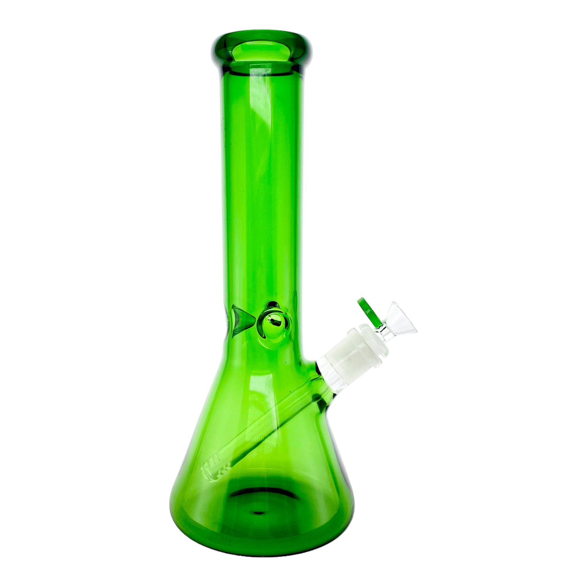 selection of green bongs for sale made from glass and silicone rubber with 14mm and 18mm bowls for sale