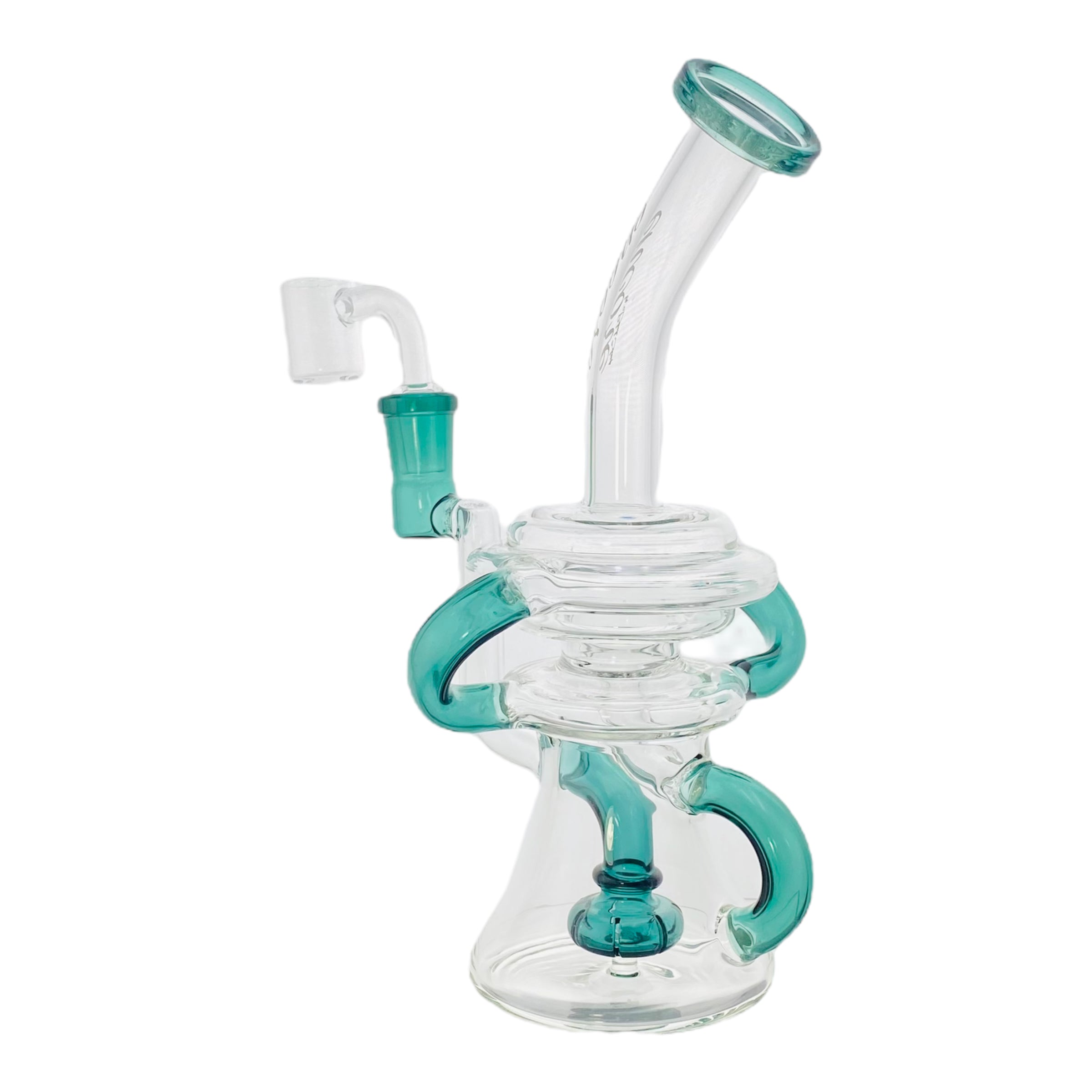 Encore Glass - Teal Double Uptake Klein Recycler Glass Dab Rig