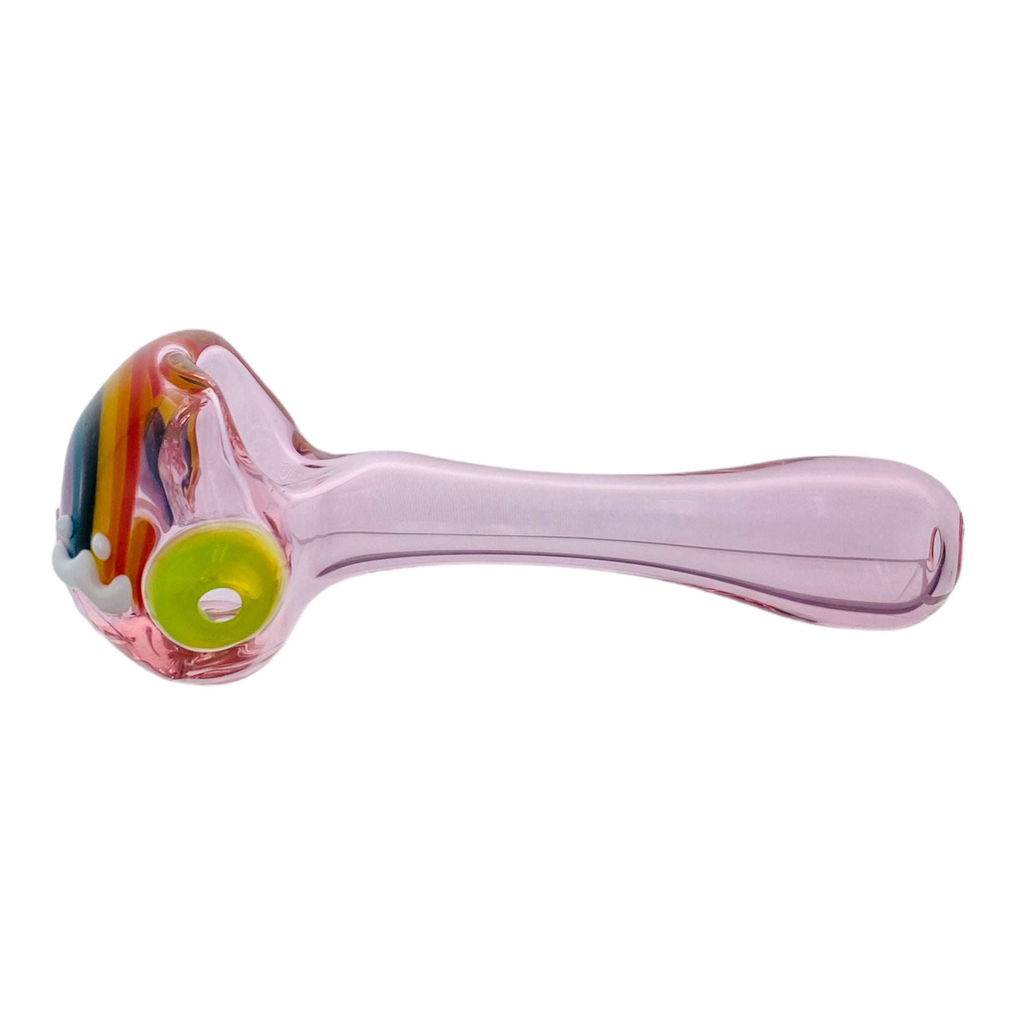 Jellyfish Glass - Pink Glass Hand Pipe With Rainbow And Clouds
