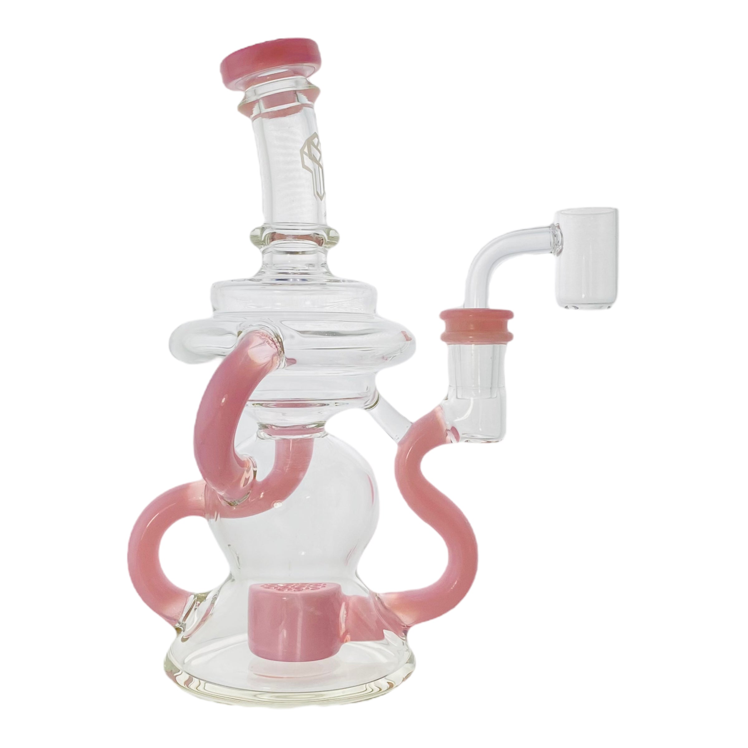 Deluxe Glass - Pink Klein Recycler Dab Rig With Seed of Life Percolator