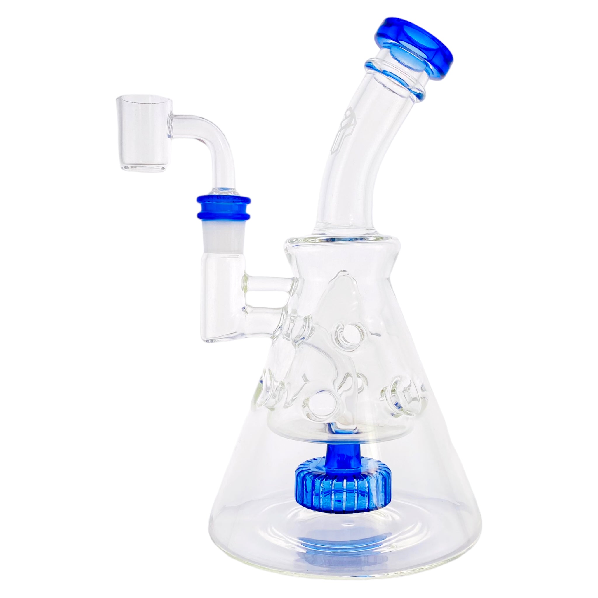 Deluxe Glass - Blue Fab Beaker Base Dab Rig With Banger Hanger 14mm Fitting