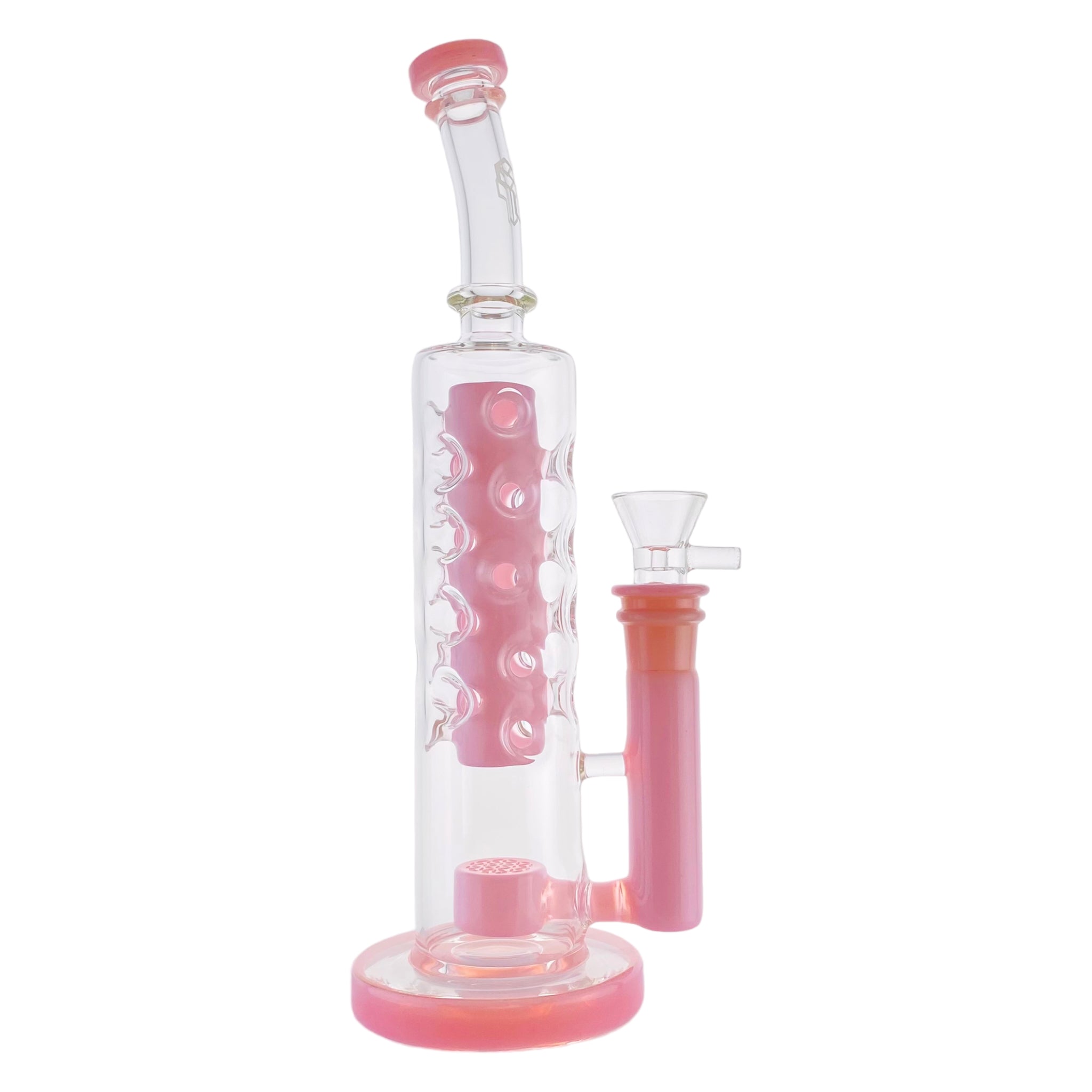 Deluxe Glass - Pink Large Straight Fab Bong Dab Rig With Seed Of Life Perc