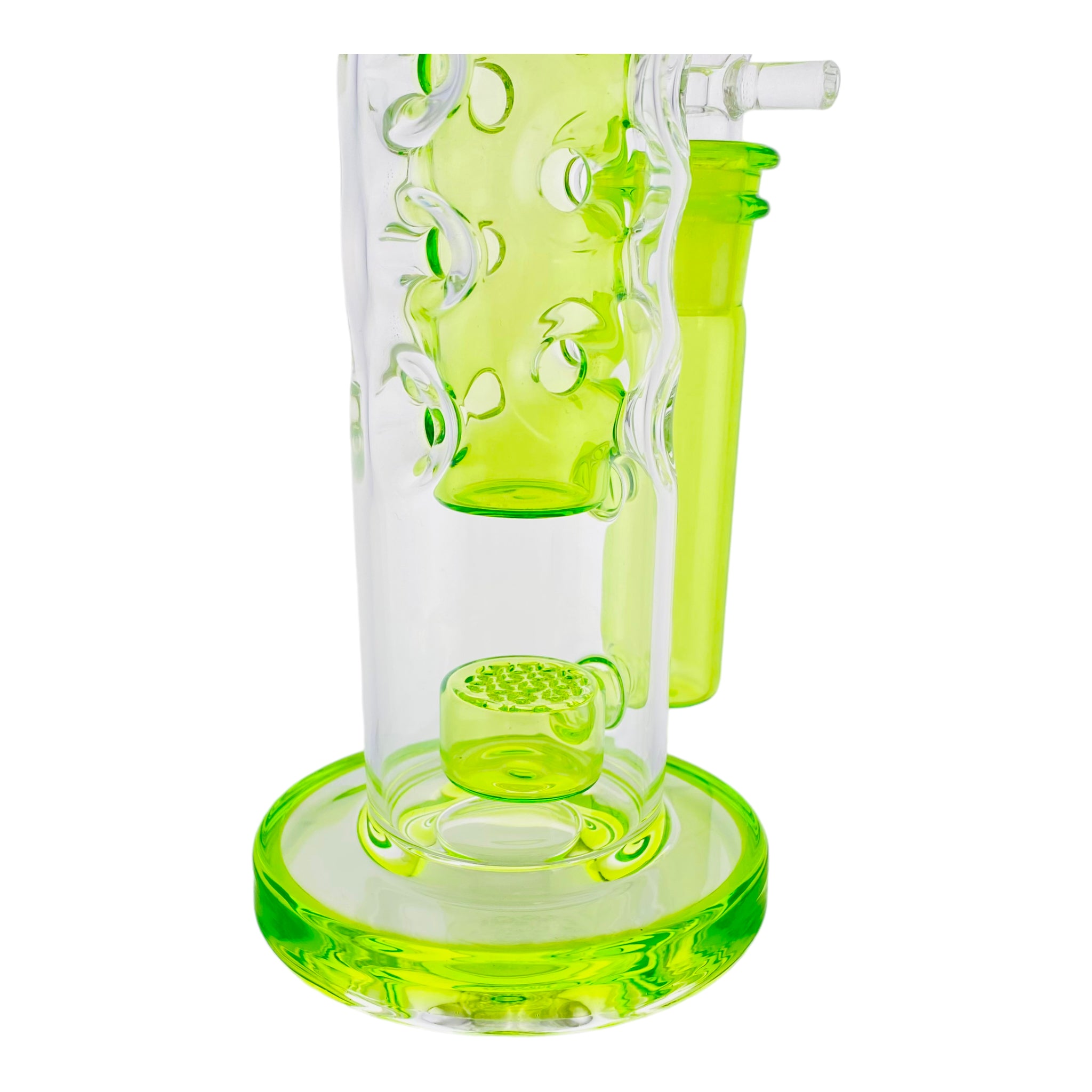 Deluxe Glass - Green Large Straight Fab Bong Dab Rig With Seed Of Life Perc