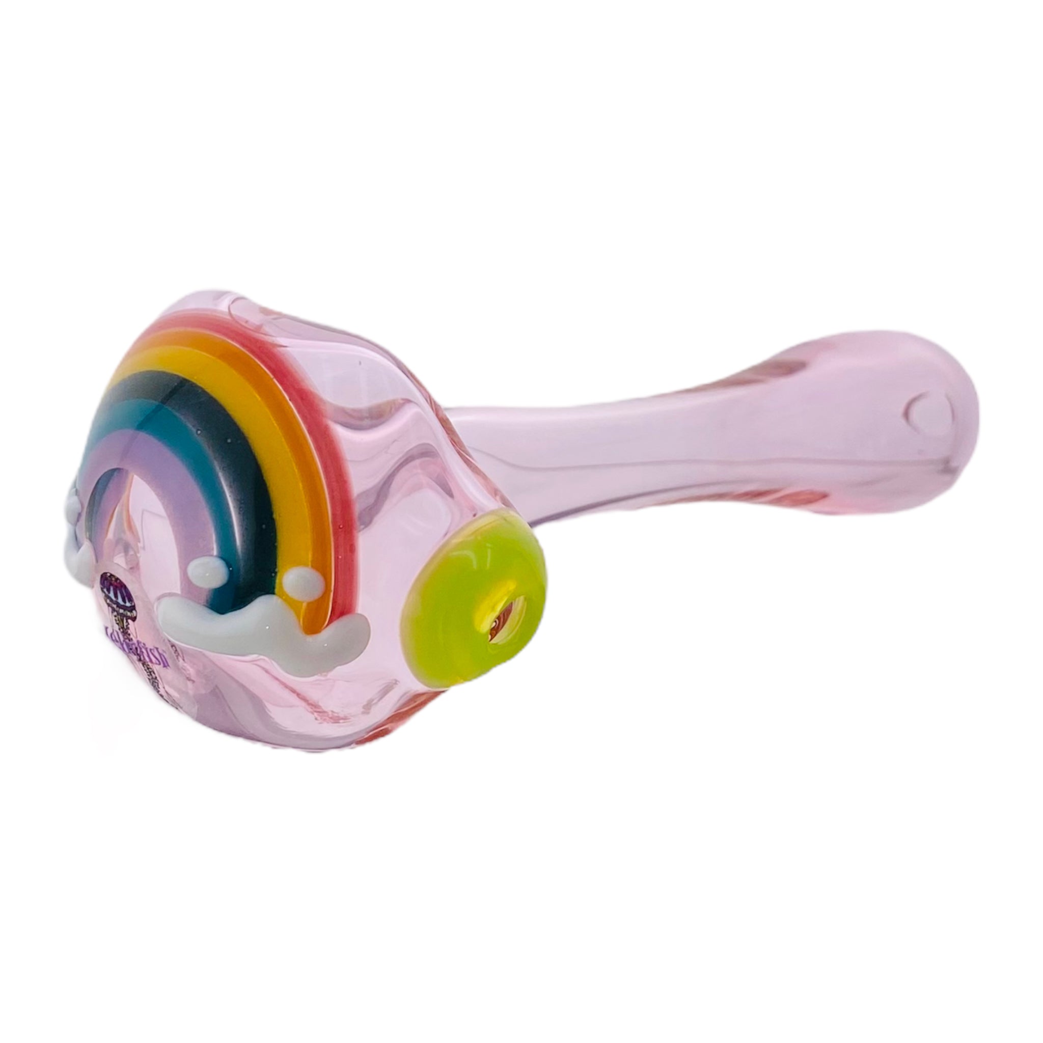 Jellyfish Glass - Pink Glass Hand Pipe With Rainbow And Clouds