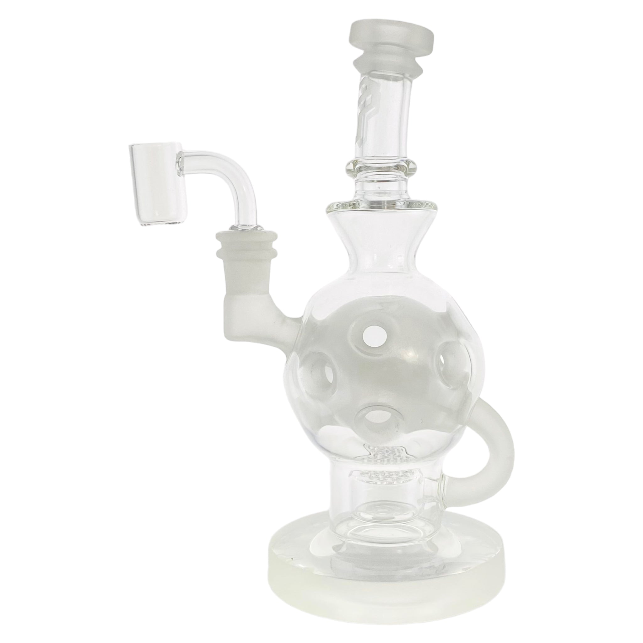 Deluxe Glass - Sandblasted Faberge Exosphere Ball Rig Dab Rig With Seed of Life Perc