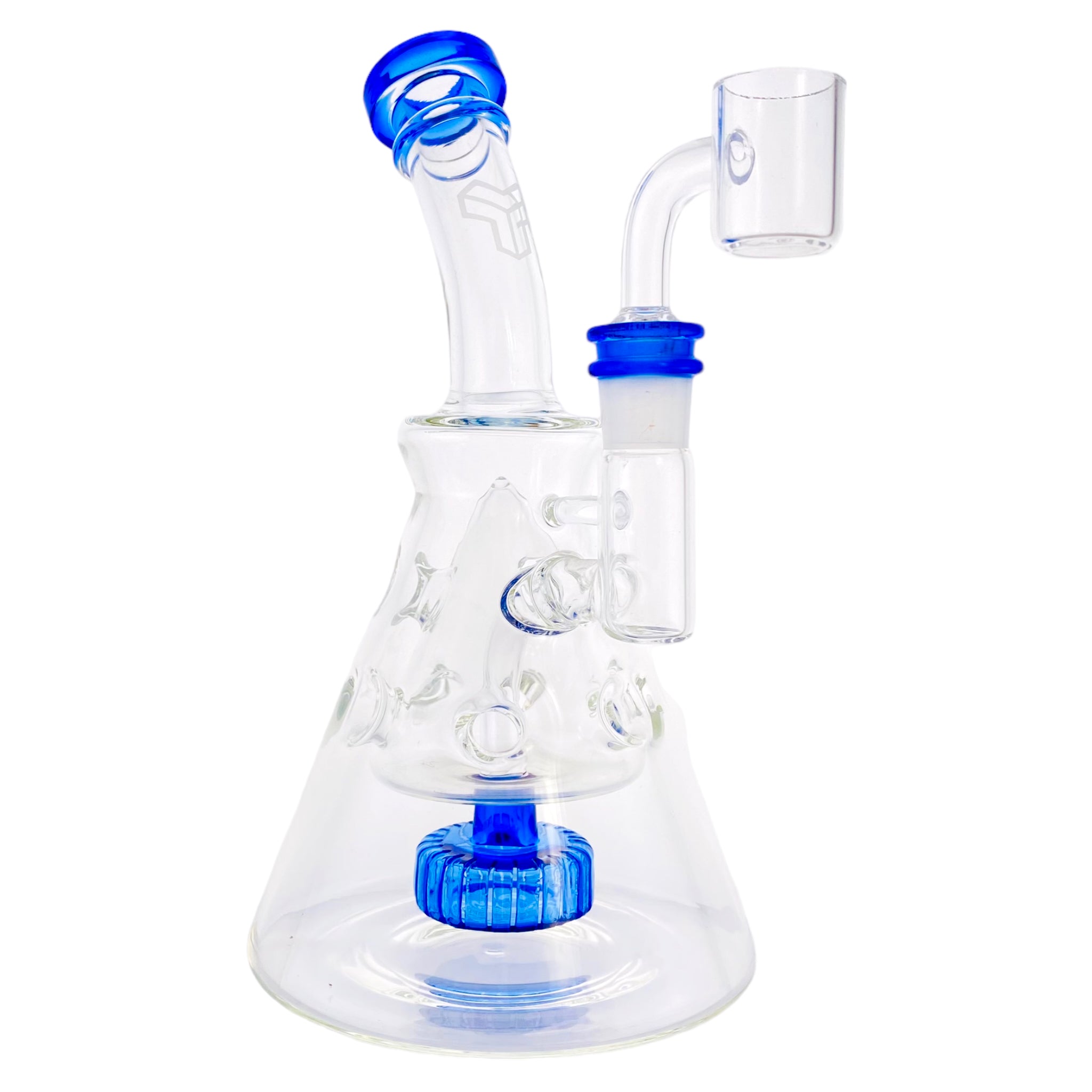 Deluxe Glass - Blue Fab Beaker Base Dab Rig With Banger Hanger 14mm Fitting