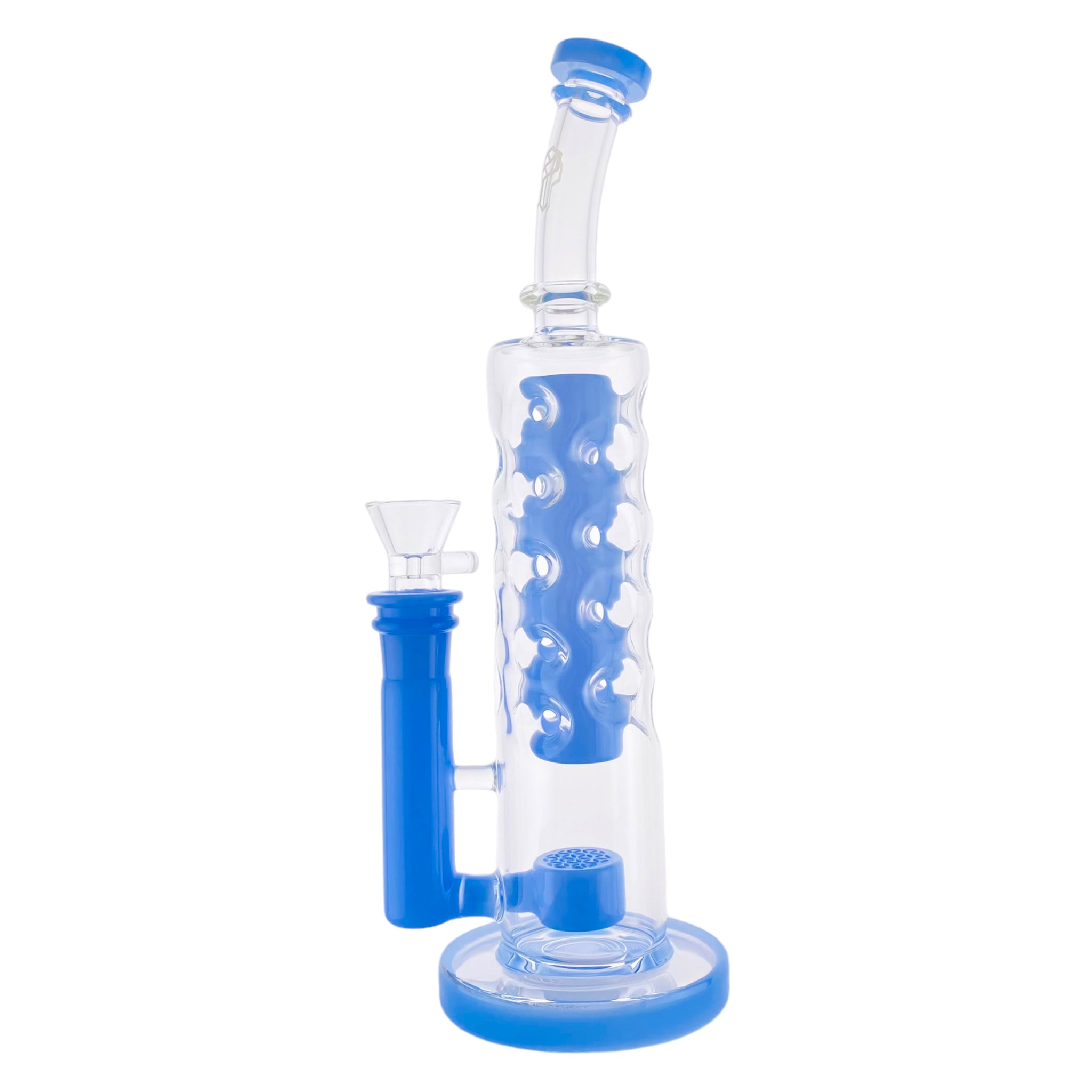 Deluxe Glass - Blue Milk Large Straight Fab Bong Dab Rig With Seed Of Life Perc