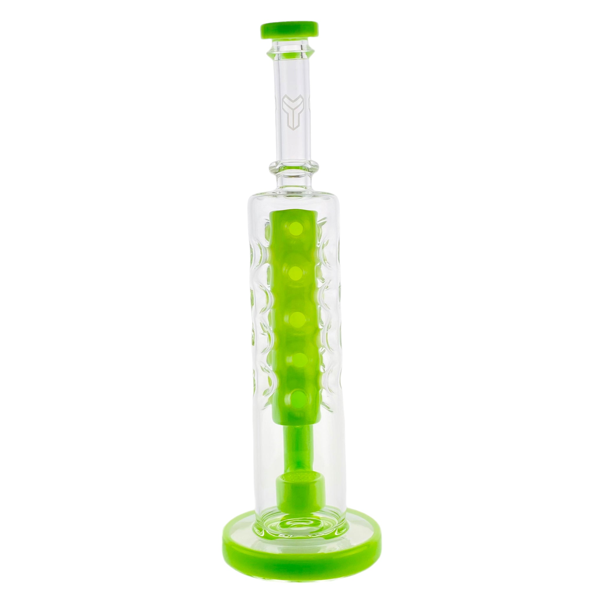 Deluxe Glass - Slyme Green Large Straight Fab Dab Rig With Seed Of Life Perc