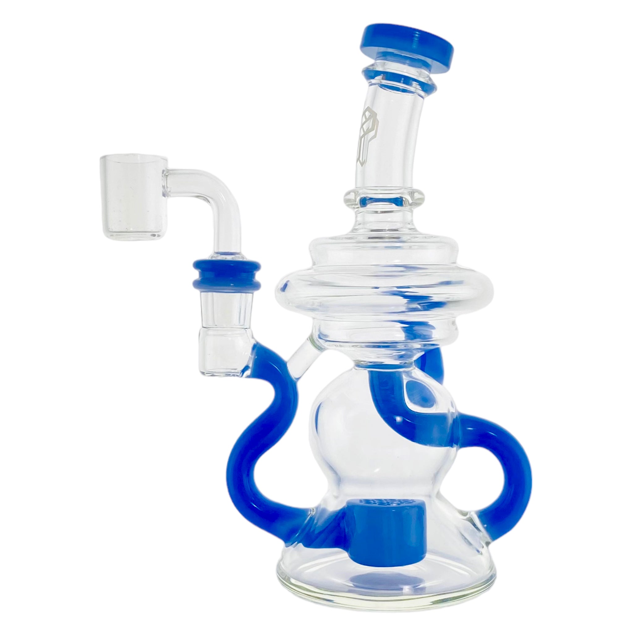 Deluxe Glass - Blue Milk Klein Recycler Dab Rig With Seed of Life Percolator