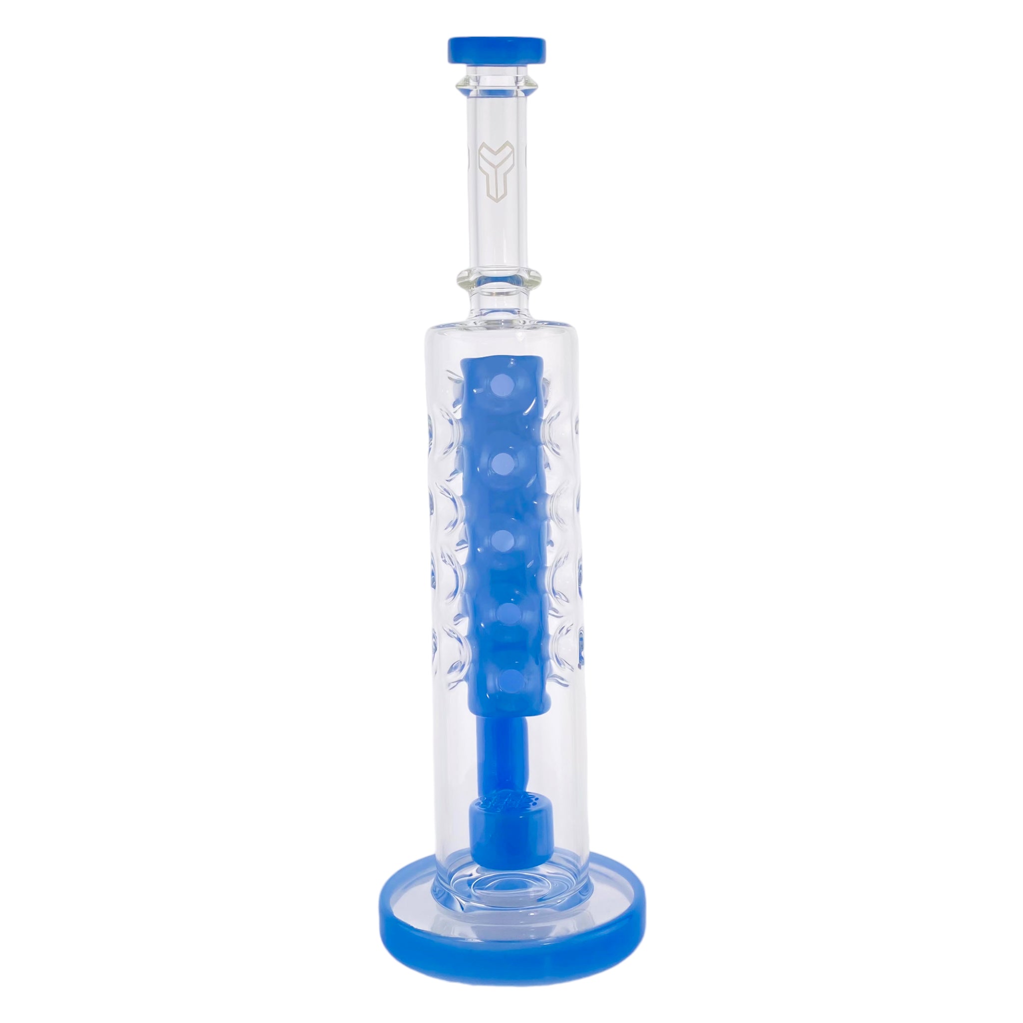 Deluxe Glass - Blue Milk Large Straight Fab Bong Dab Rig With Seed Of Life Perc