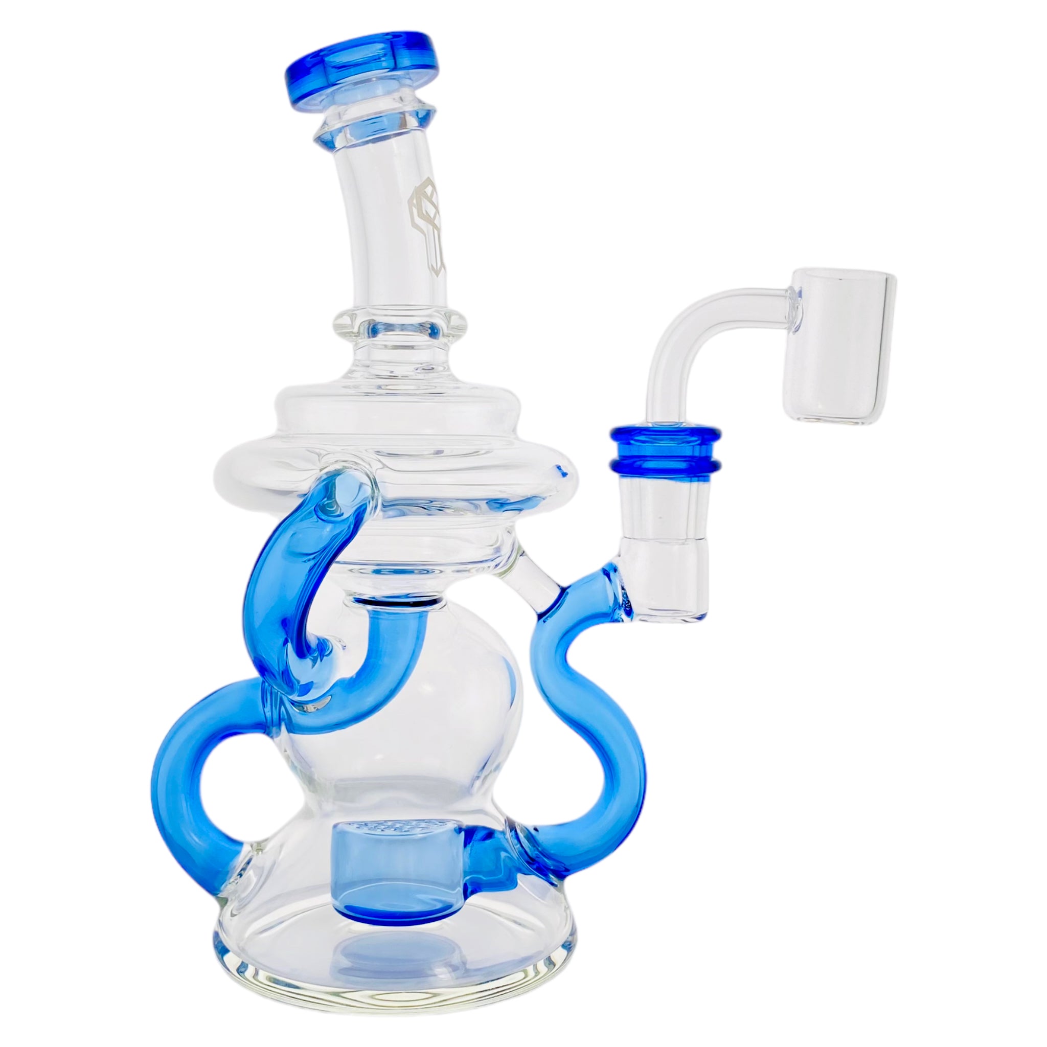 Deluxe Glass - Blue Klein Recycler Dab Rig With Seed of Life Percolator