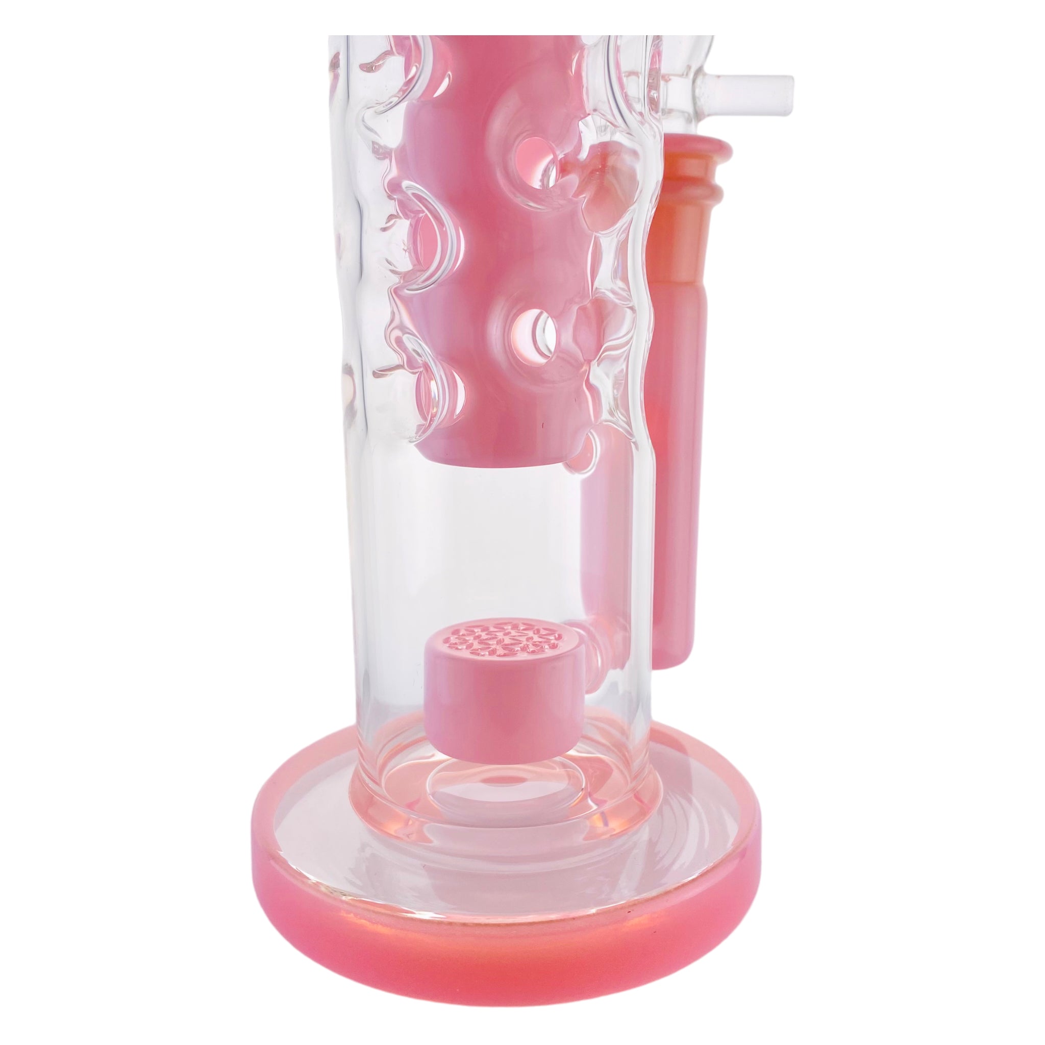 Deluxe Glass - Pink Large Straight Fab Bong Dab Rig With Seed Of Life Perc