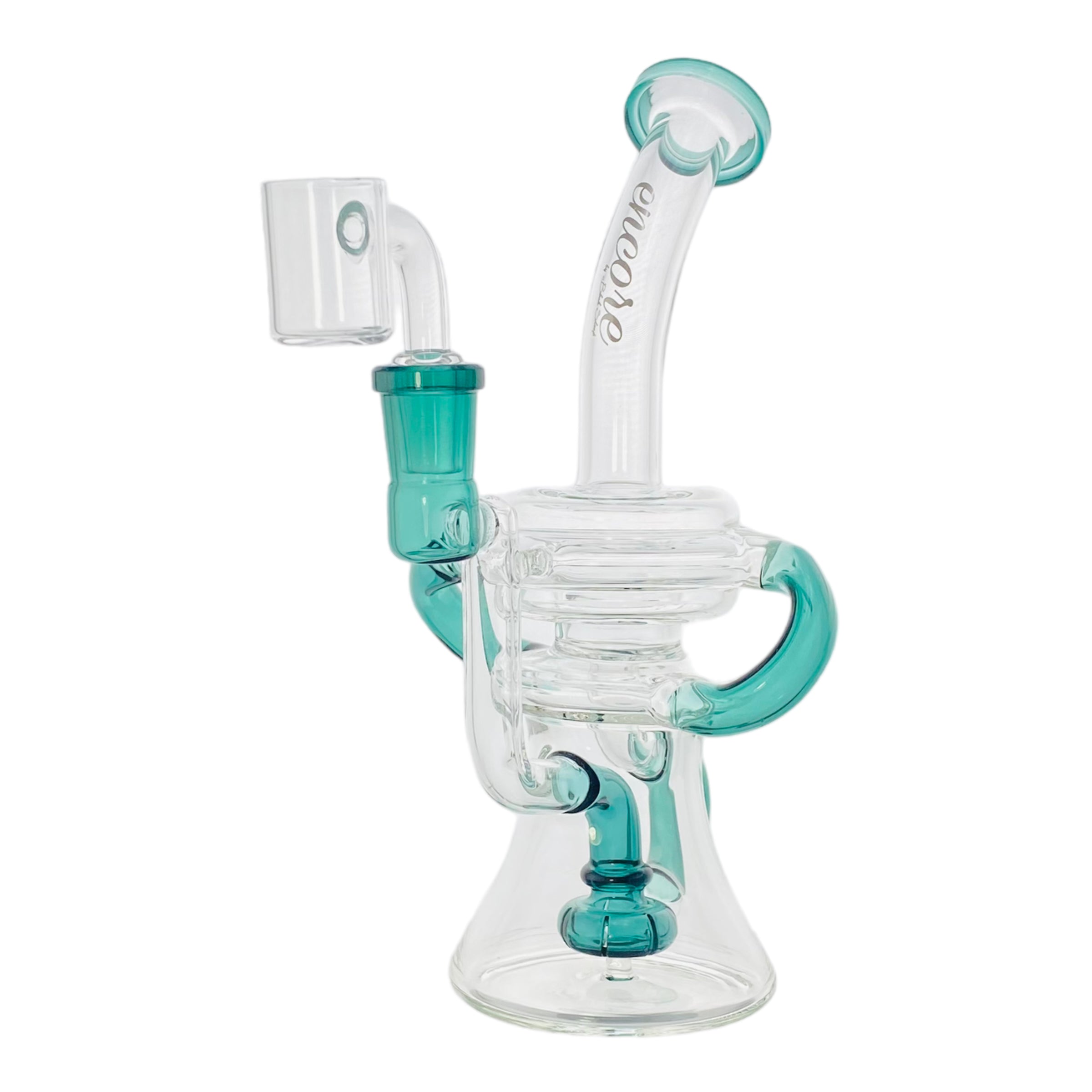 Encore Glass - Teal Double Uptake Klein Recycler Glass Dab Rig