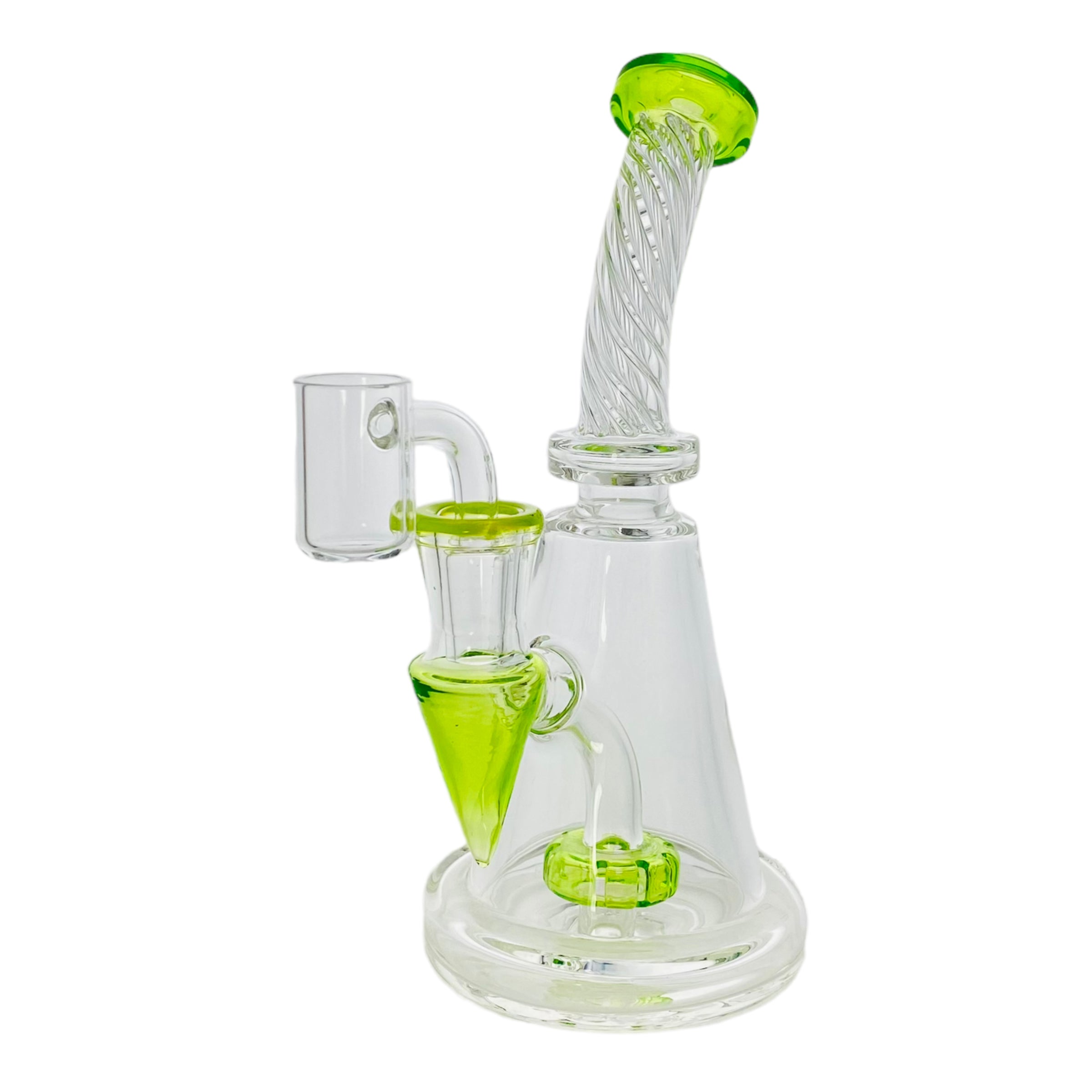 best cheap cute Green Glass Dab Rig With Multi Hole Twirl Neck 14mm fitting banger hanger