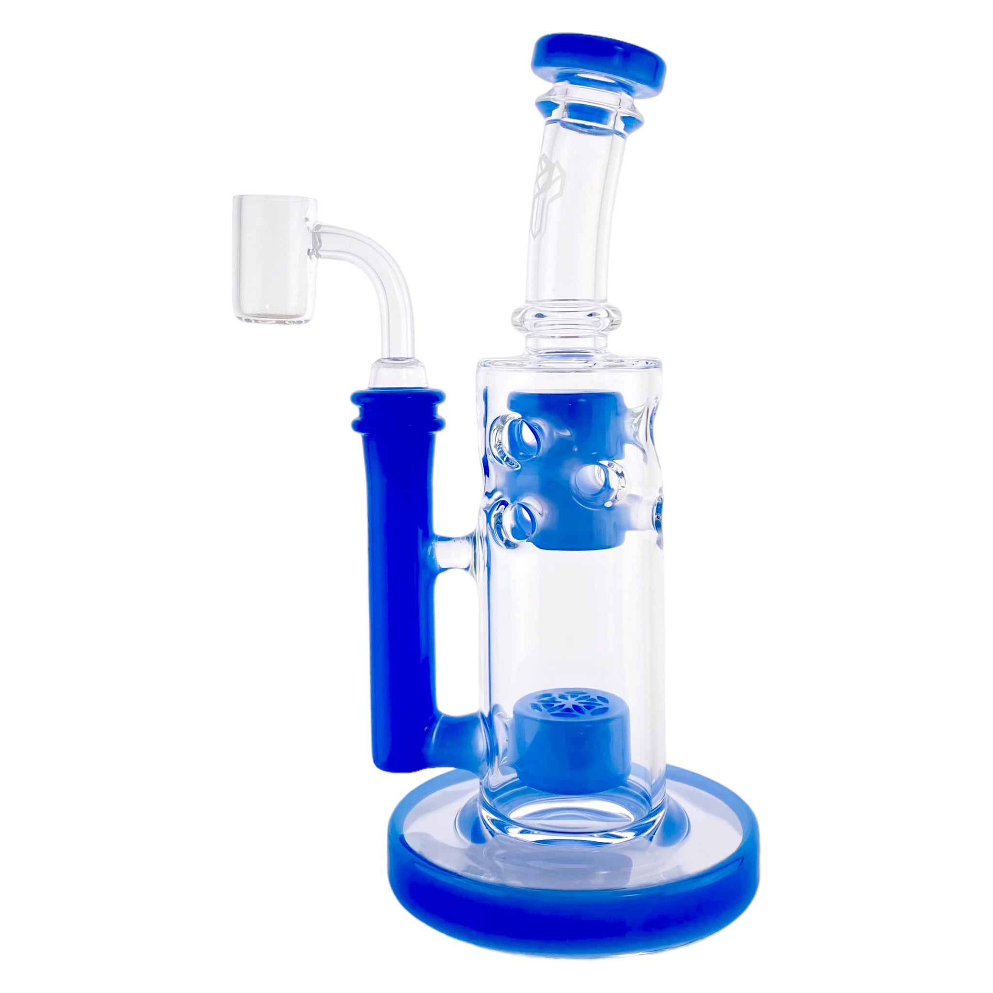 Deluxe Glass - Baby Blue Mini Straight Fab Bong Dab Rig With Seed Of Life Perc