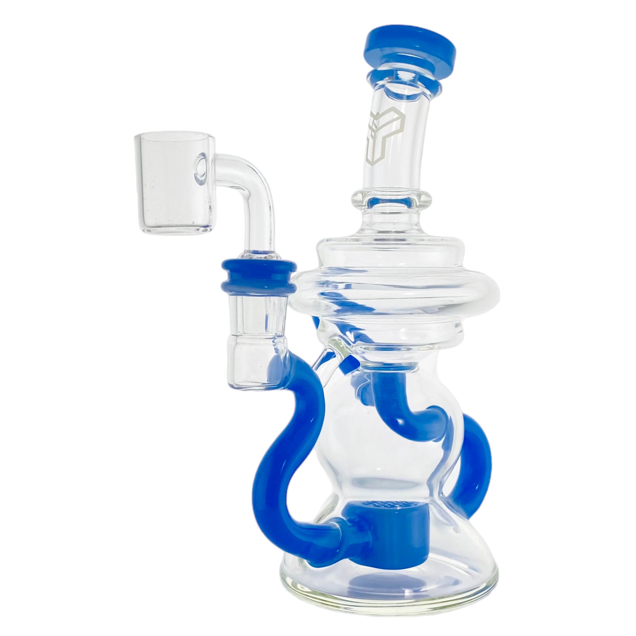 Deluxe Glass - Blue Milk Klein Recycler Dab Rig With Seed of Life Percolator