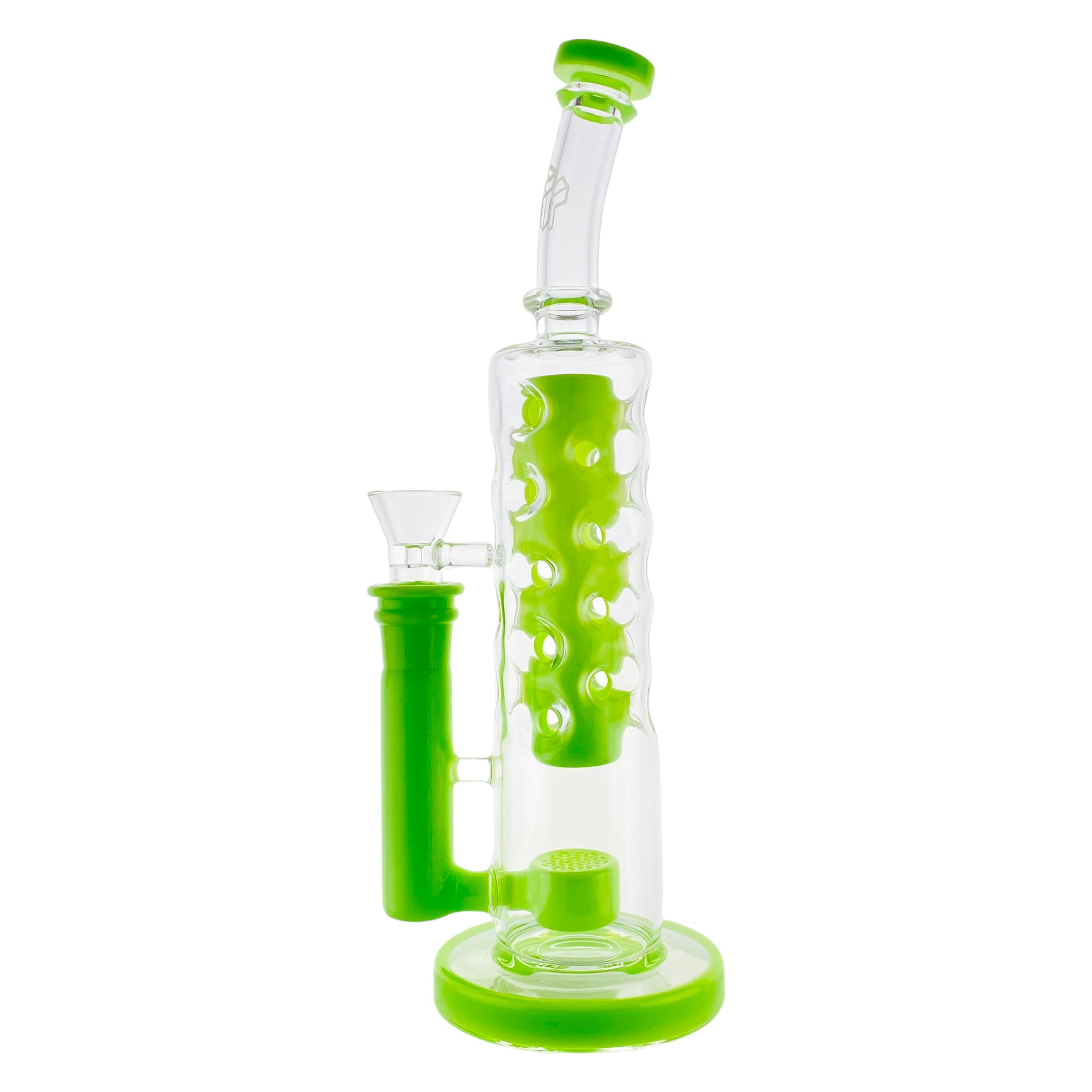 Deluxe Glass - Slyme Green Large Straight Fab Dab Rig With Seed Of Life Perc