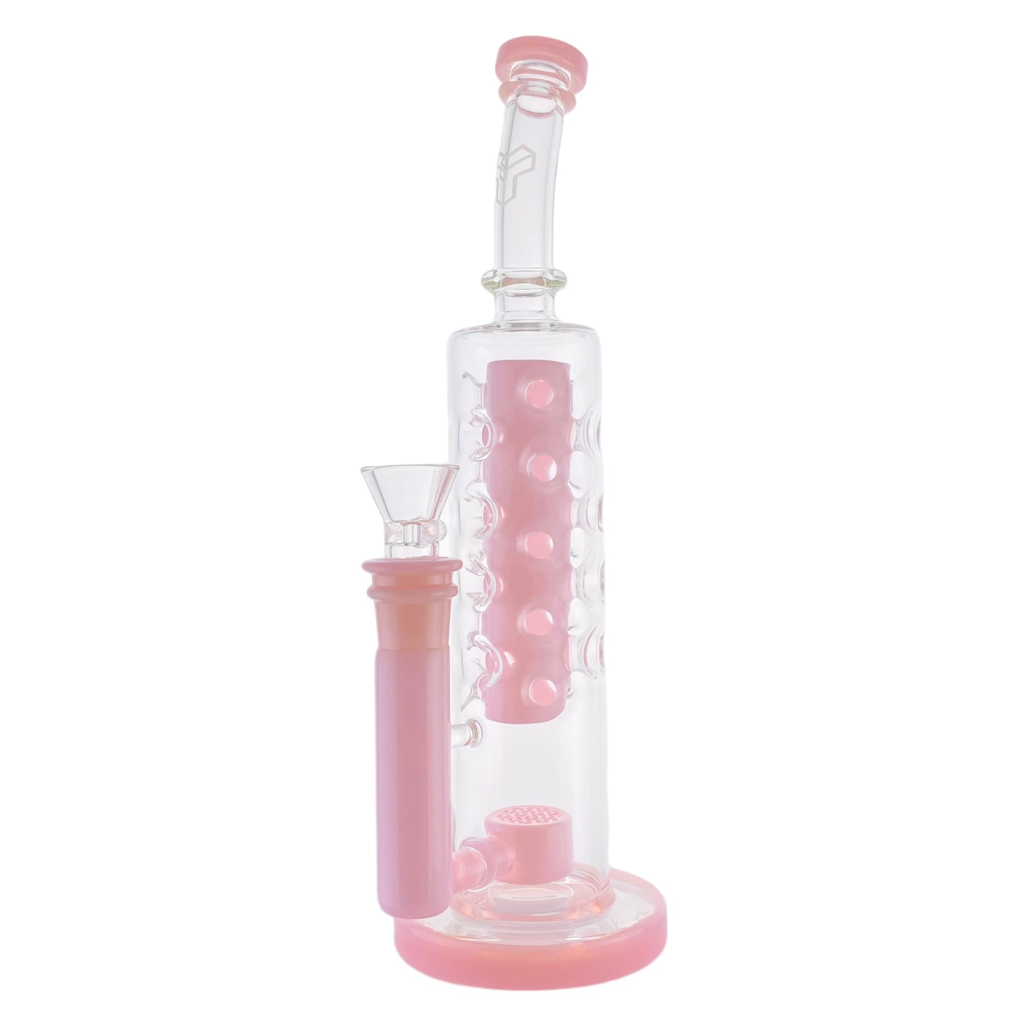 Deluxe Glass - Pink Large Straight Fab Bong Dab Rig With Seed Of Life Perc
