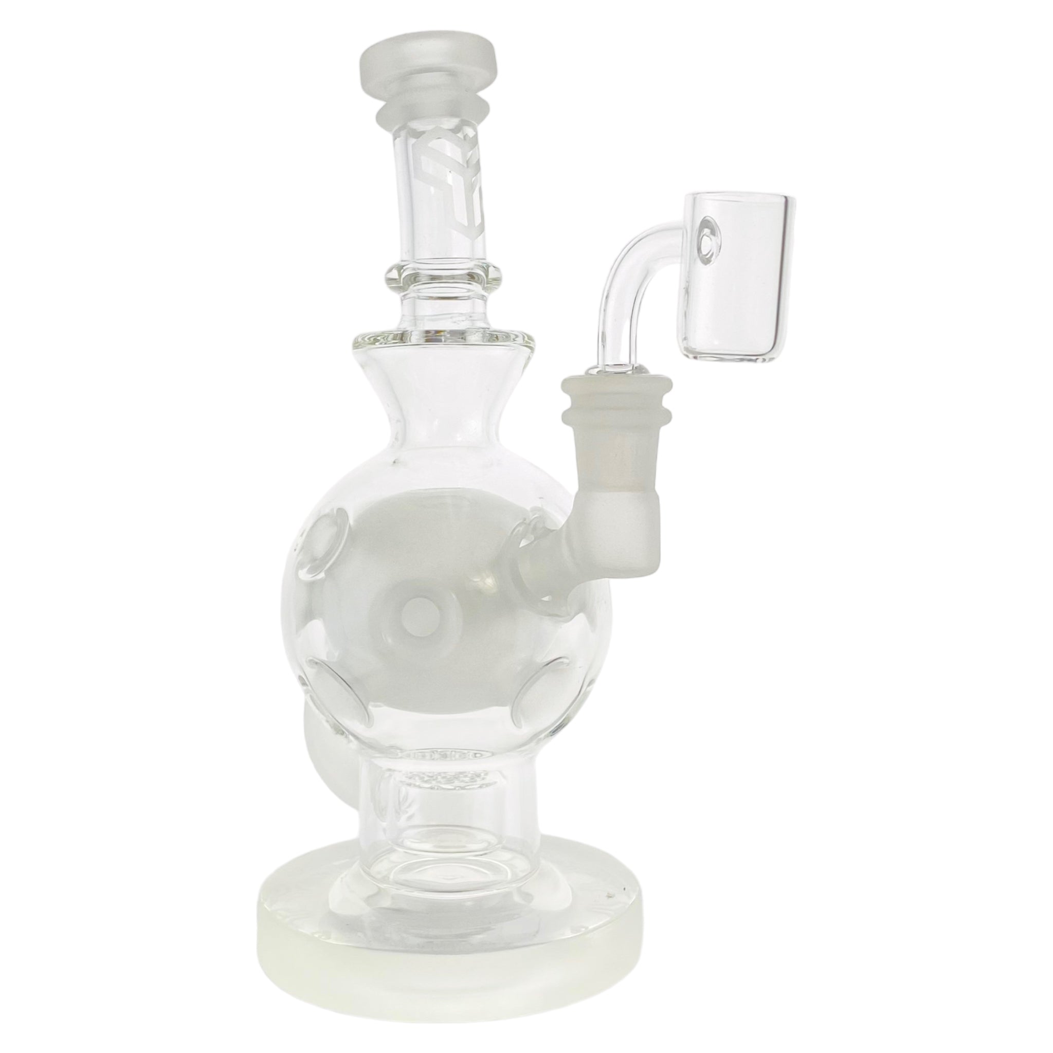 Deluxe Glass - Sandblasted Faberge Exosphere Ball Rig Dab Rig With Seed of Life Perc