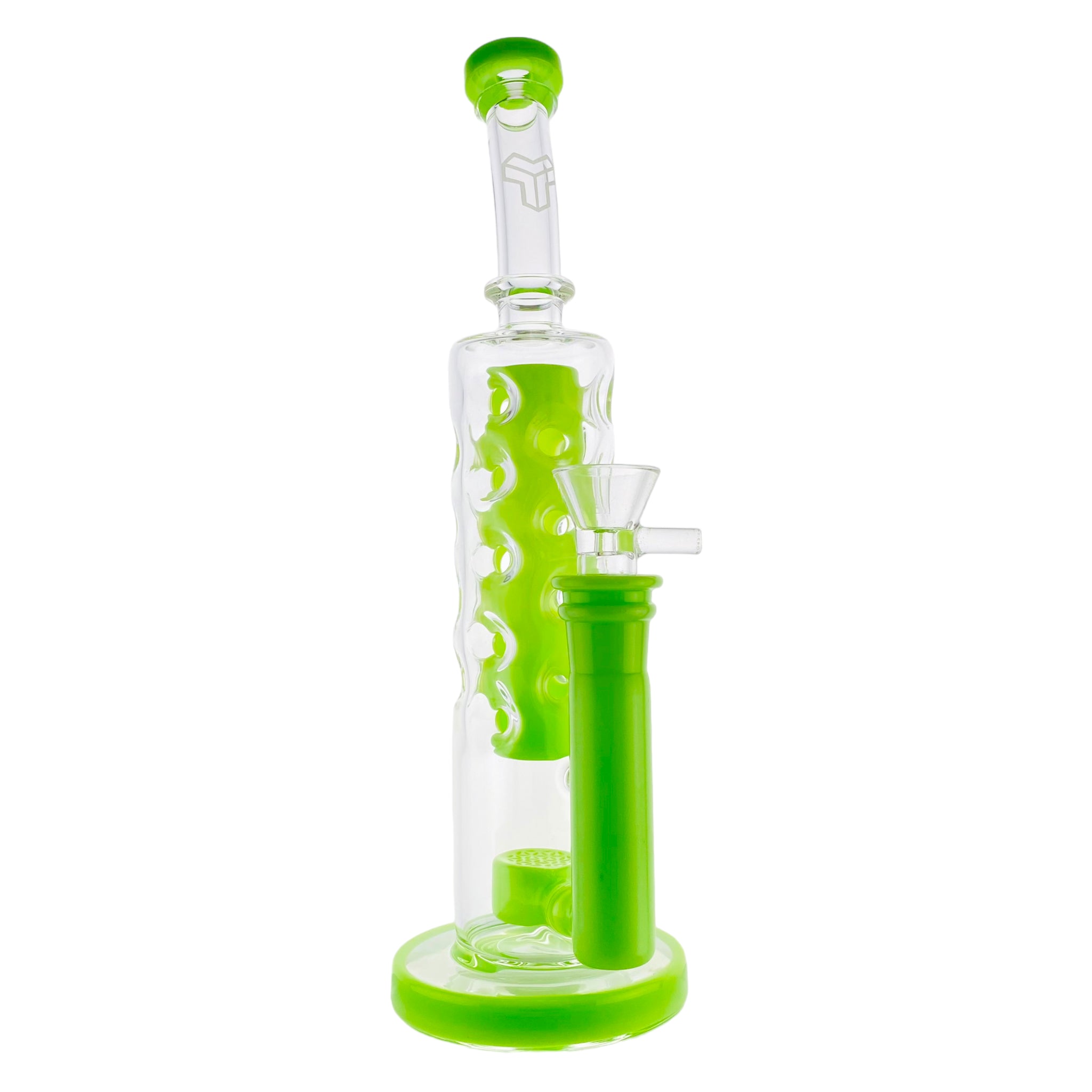 Deluxe Glass - Slyme Green Large Straight Fab Dab Rig With Seed Of Life Perc