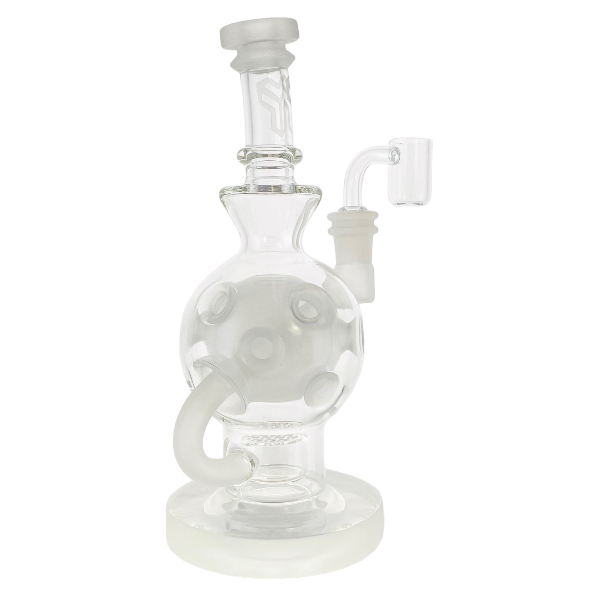 Deluxe Glass - Sandblasted Faberge Exosphere Ball Rig Dab Rig With Seed of Life Perc