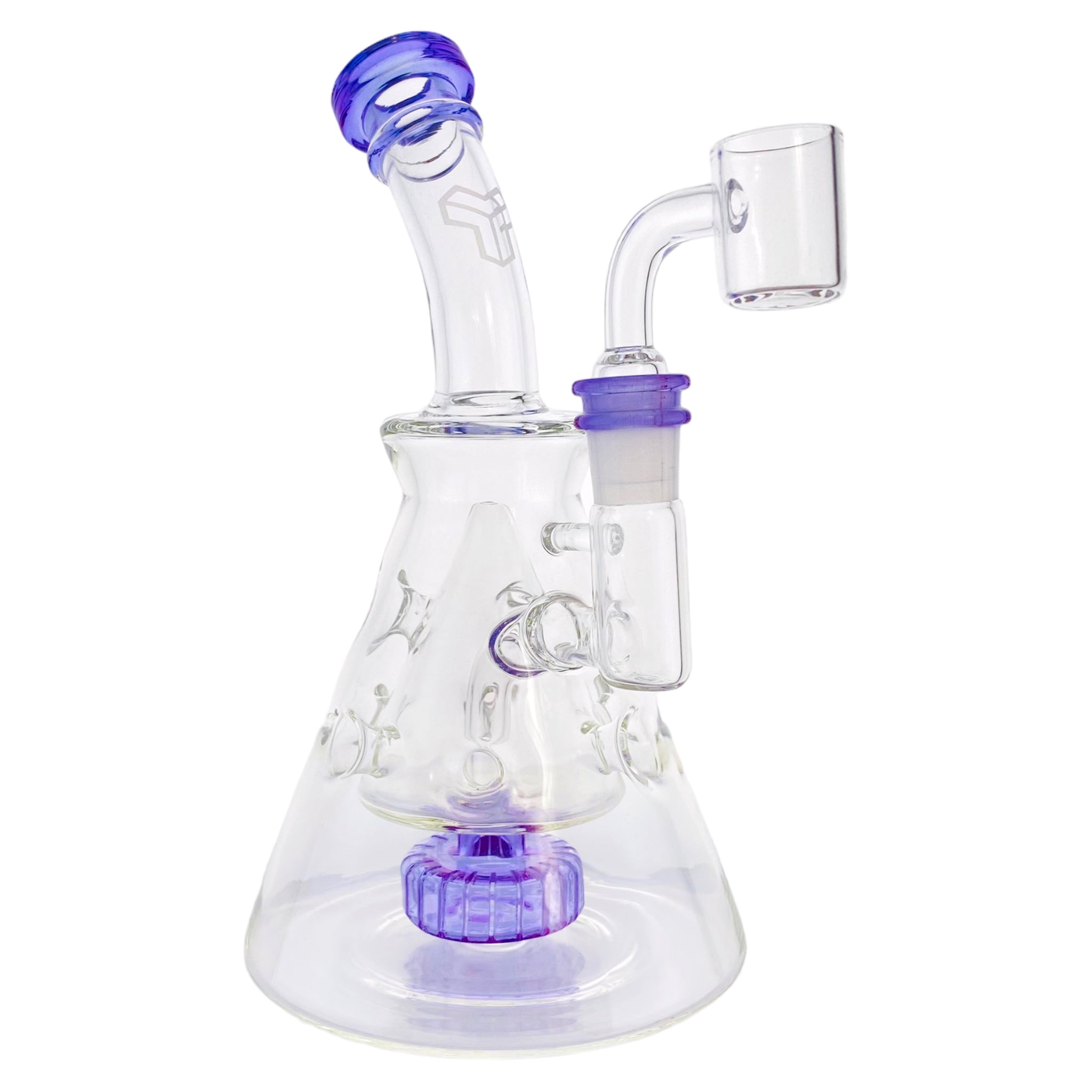 Deluxe Glass - Purple Fab Beaker Base Dab Rig With Banger Hanger 14mm Fitting