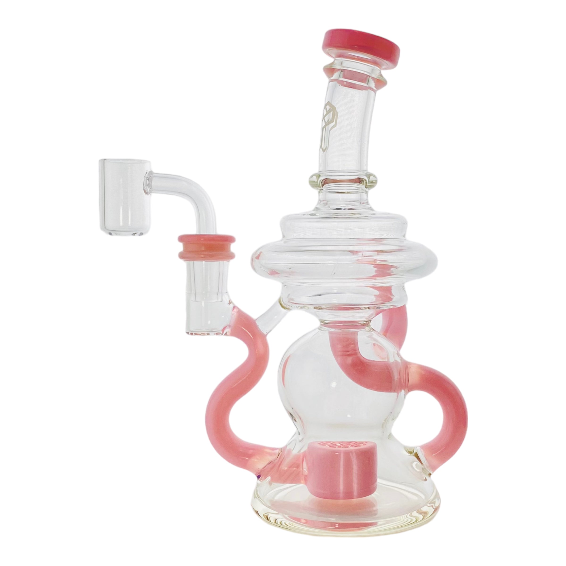 Deluxe Glass - Pink Klein Recycler Dab Rig With Seed of Life Percolator