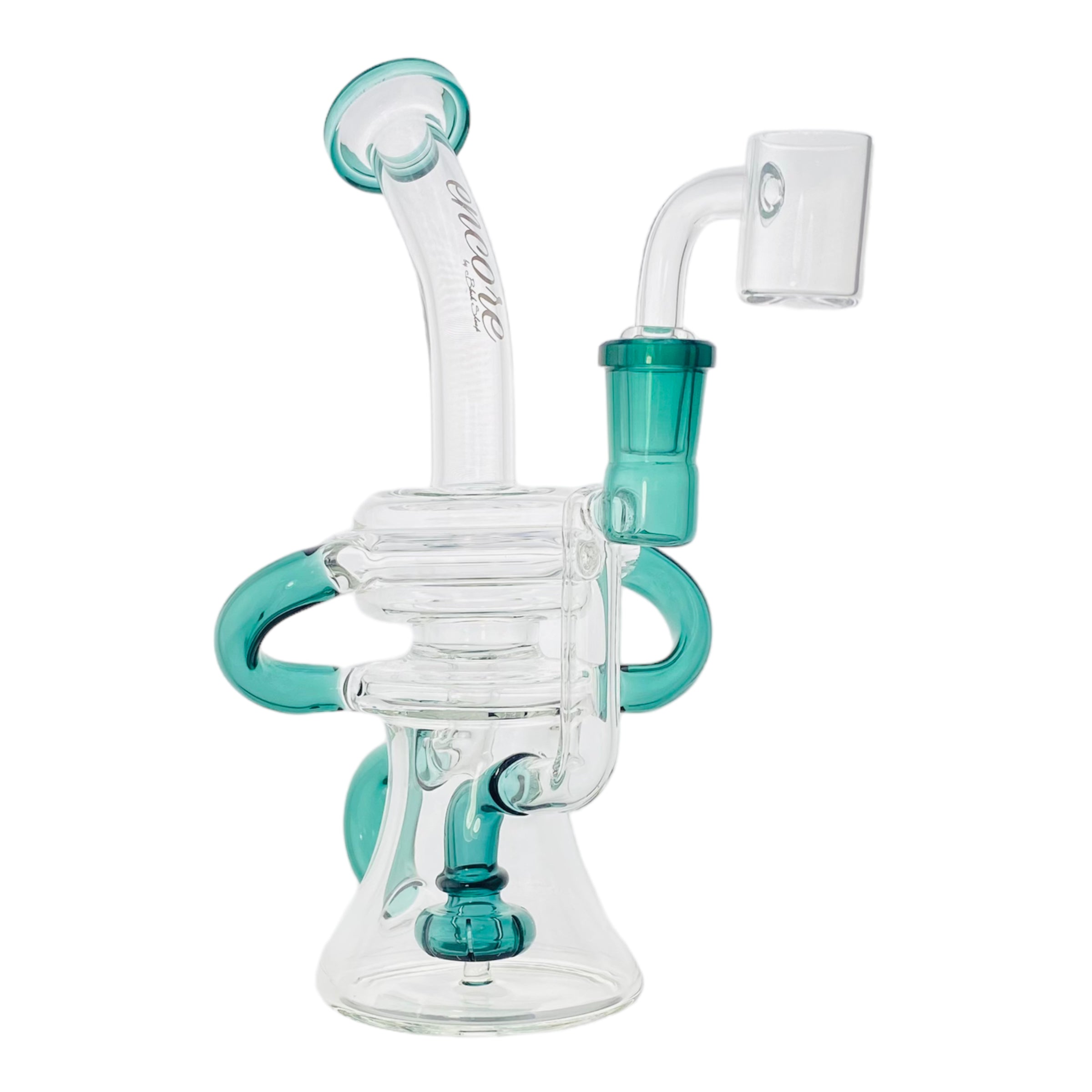 Encore Glass - Teal Double Uptake Klein Recycler Glass Dab Rig