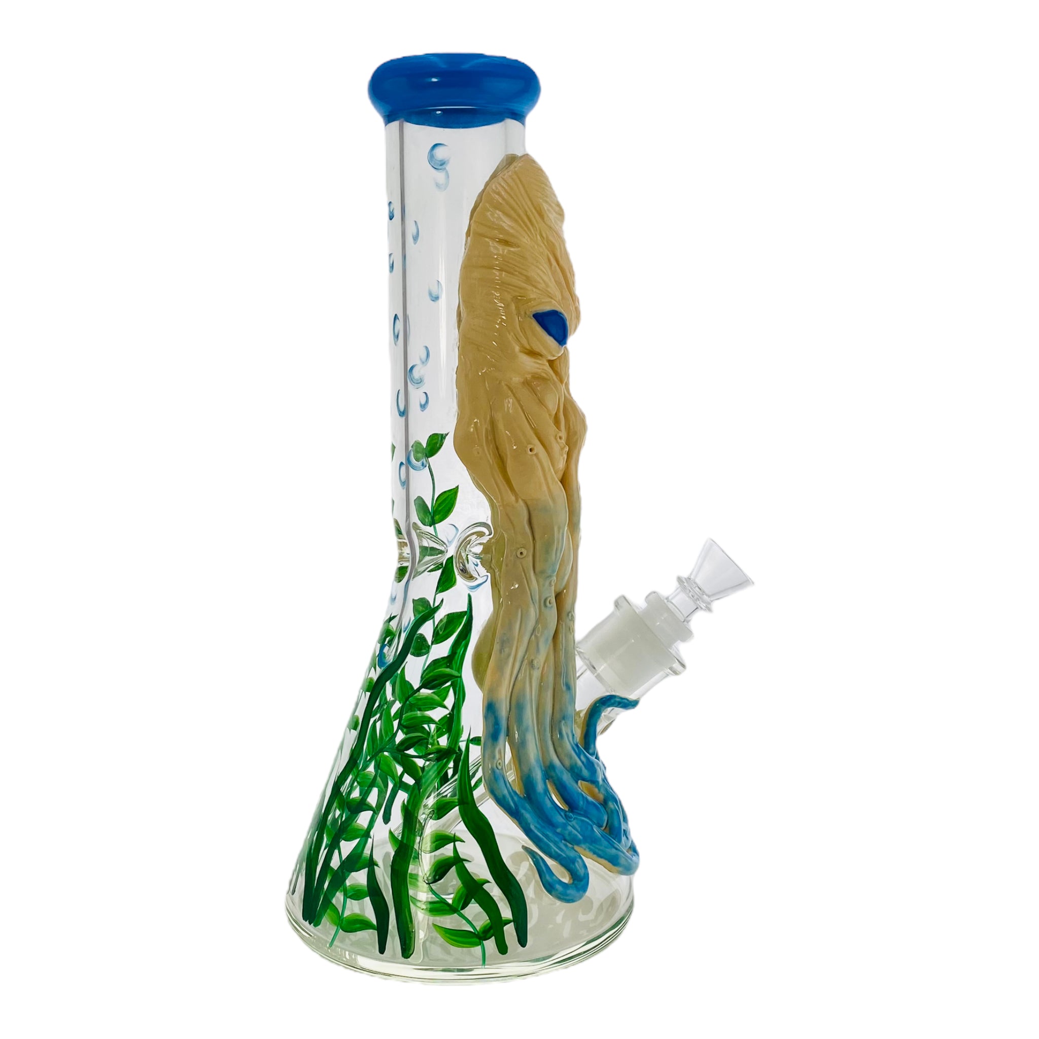 12 Inch Octopus Face Beaker Bong With Blue Mouthpiece anime and character bong