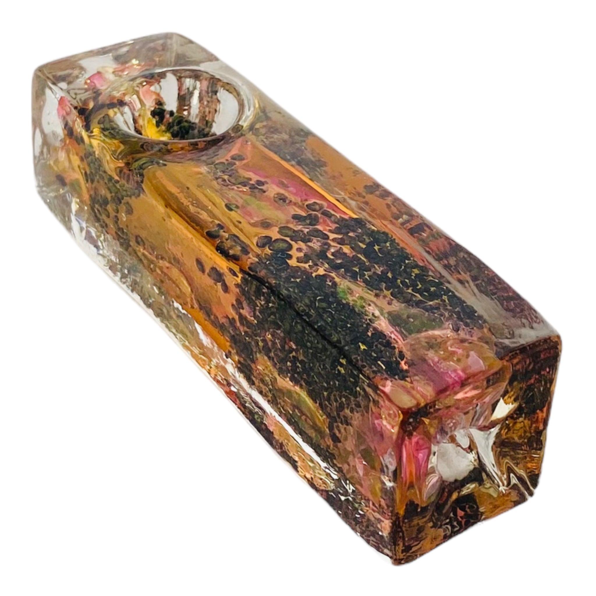 cheap good quality Inside Out Double Blown Rectangle Glass Hand Pipe