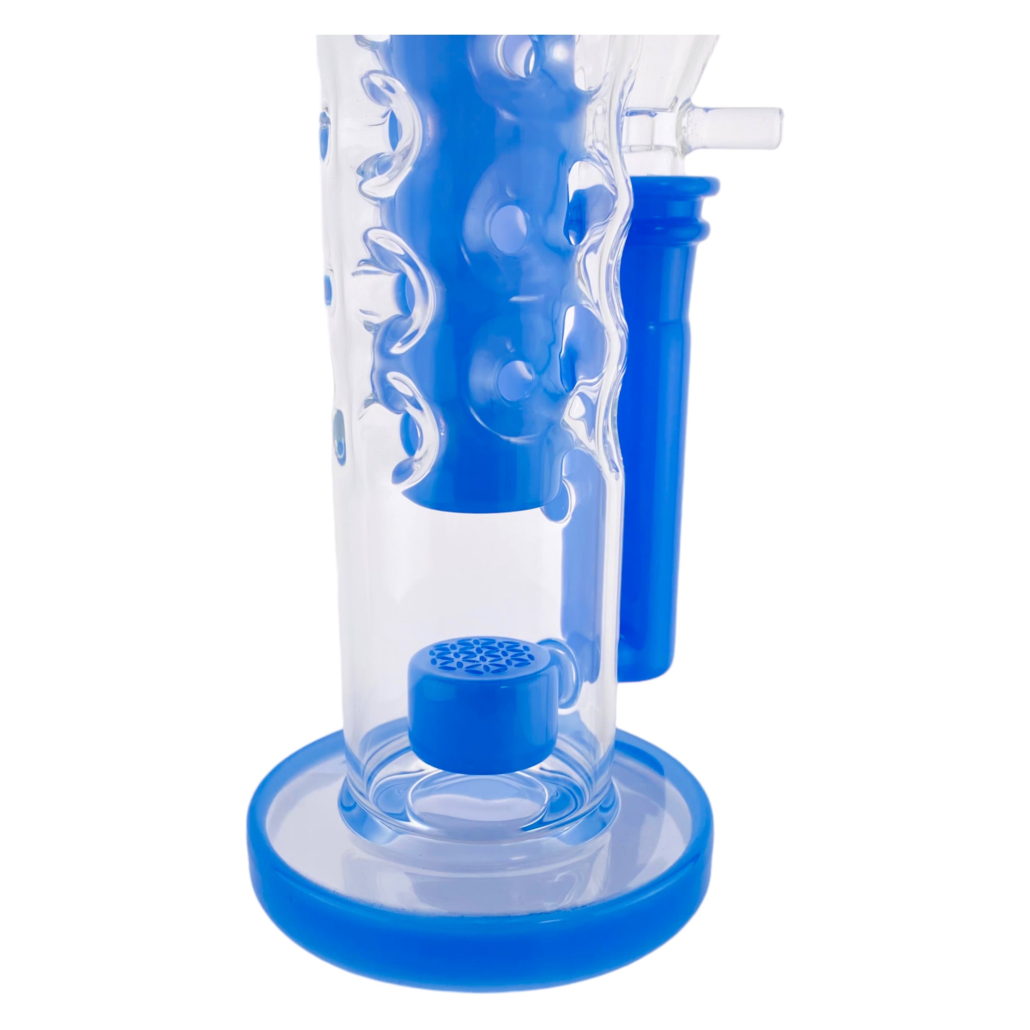 Deluxe Glass - Blue Milk Large Straight Fab Bong Dab Rig With Seed Of Life Perc