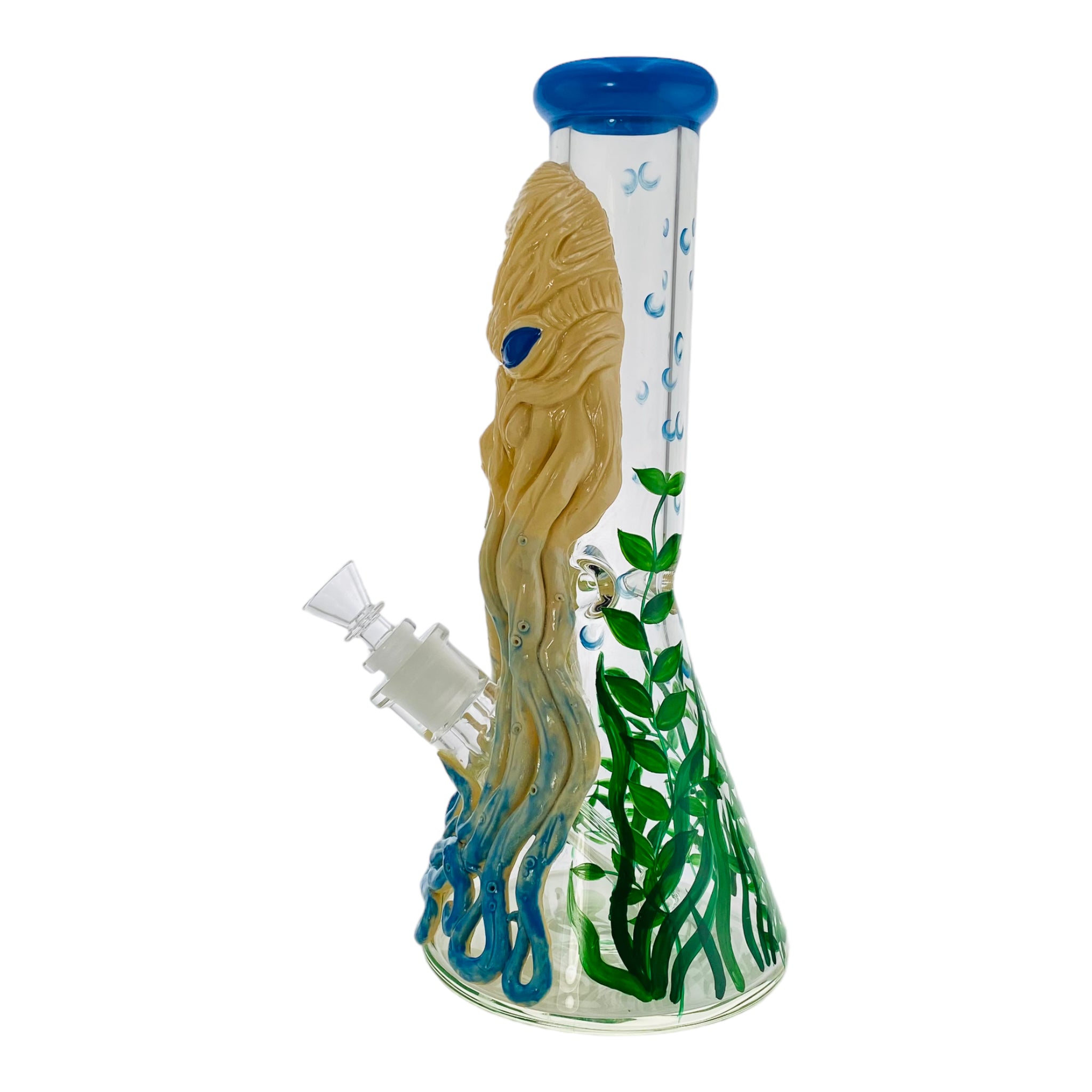 12 Inch Octopus Face Beaker Bong With Blue Mouthpiece anime and character bong