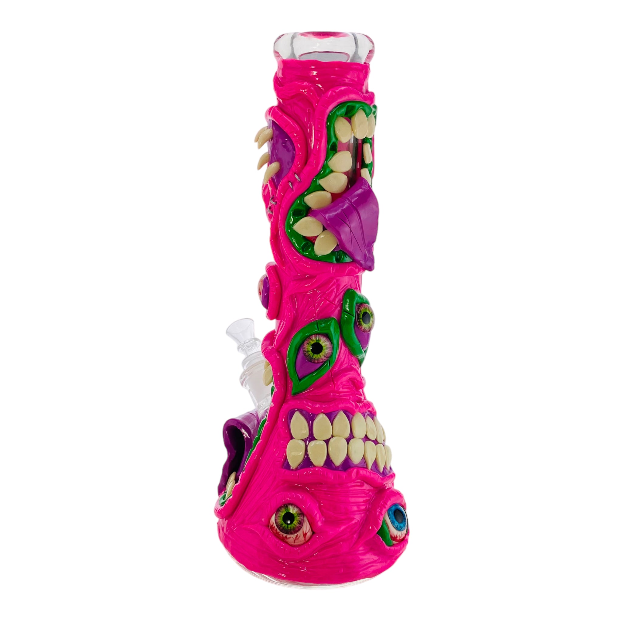 Pink Crazy Monster Face Beaker Bong