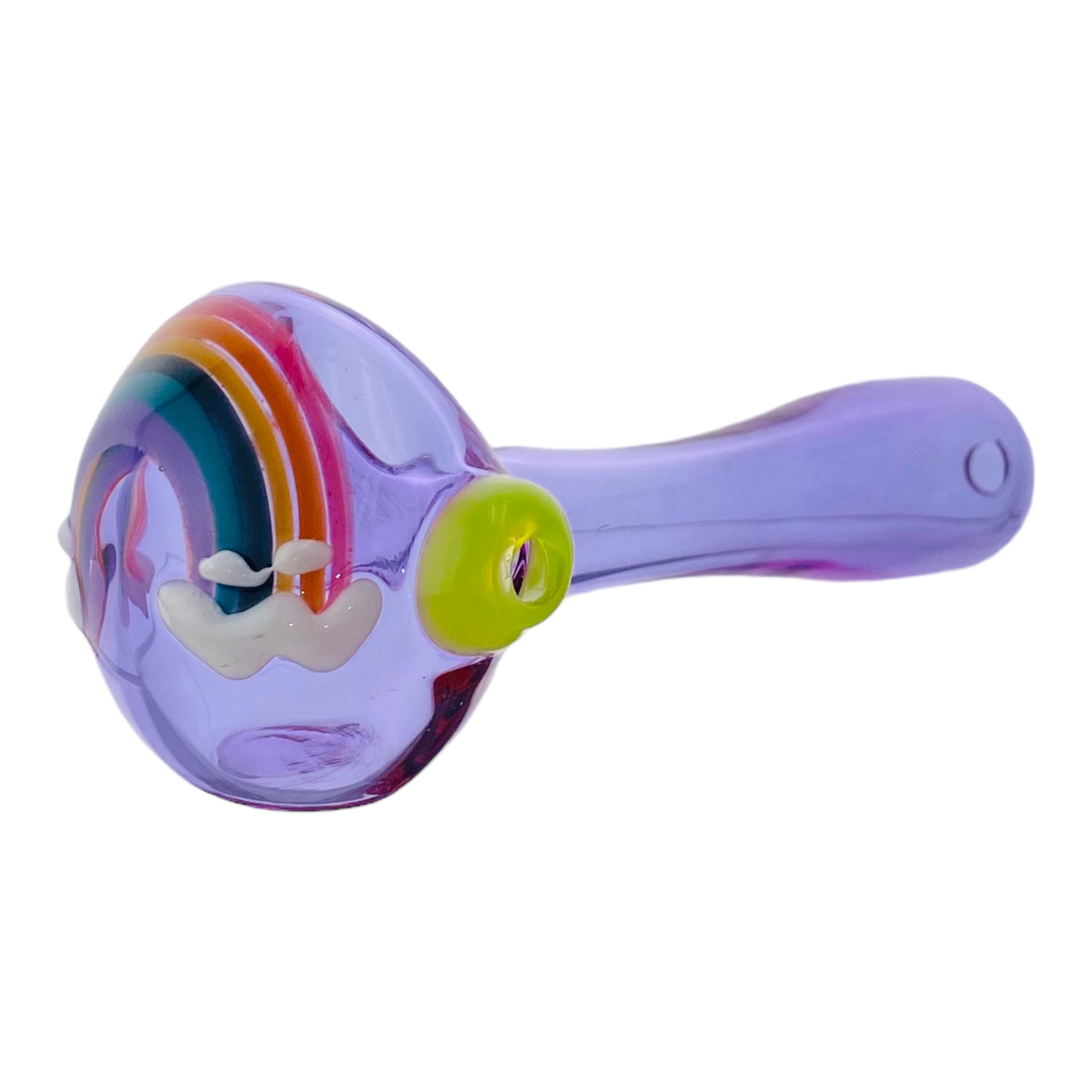 Jellyfish Glass - Purple Glass Hand Pipe With Rainbow And Clouds