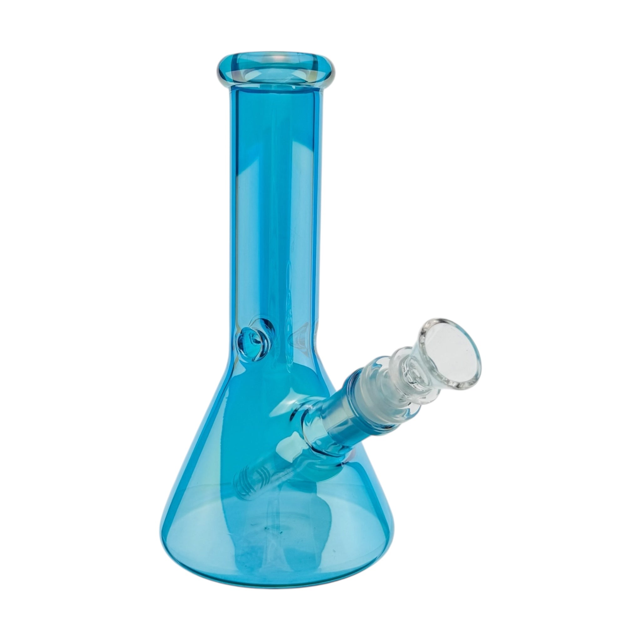 8 Inch Light Blue Metallic Beaker Bong on white background