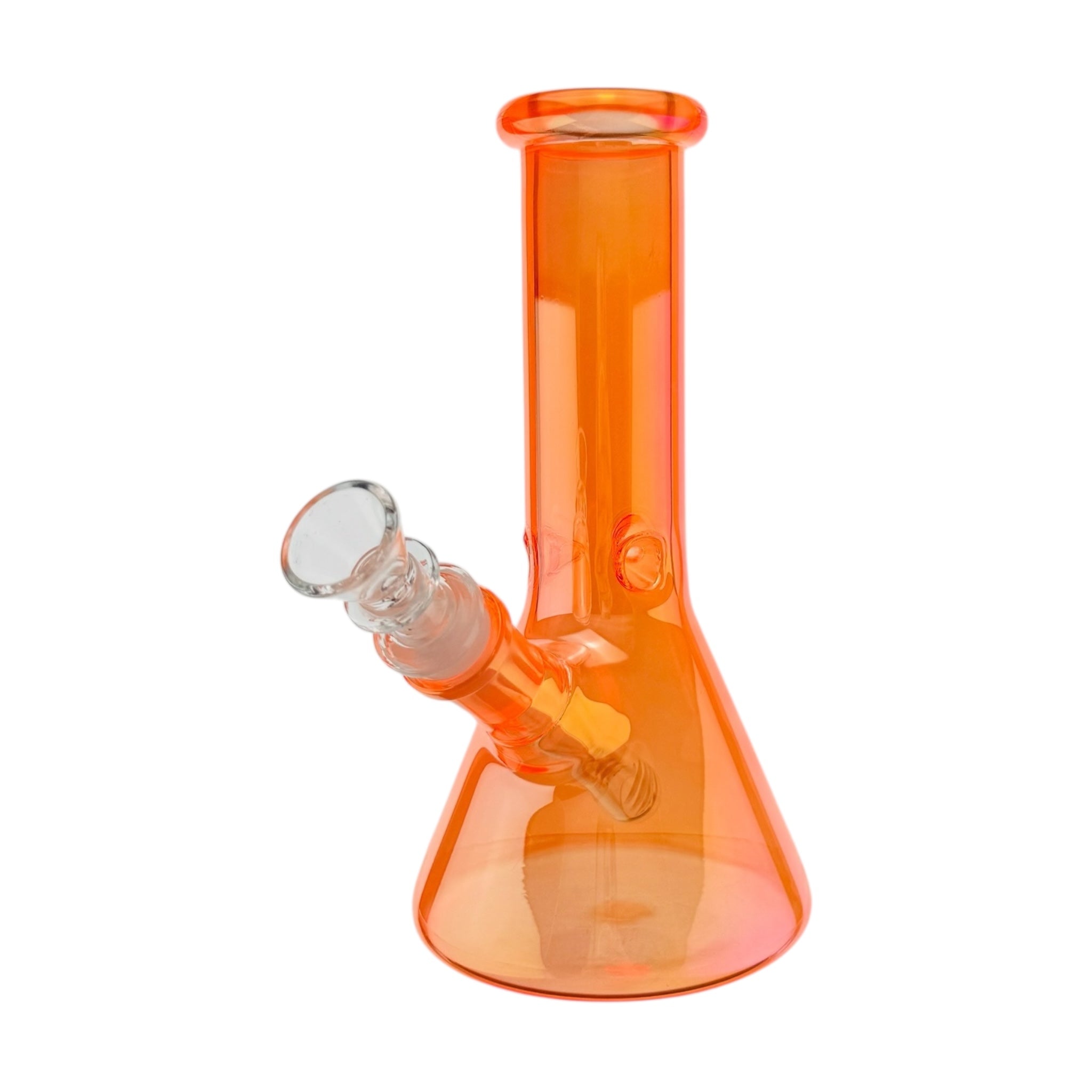 8 Inch Neon Orange Metallic Beaker Bong water pipe on a white background