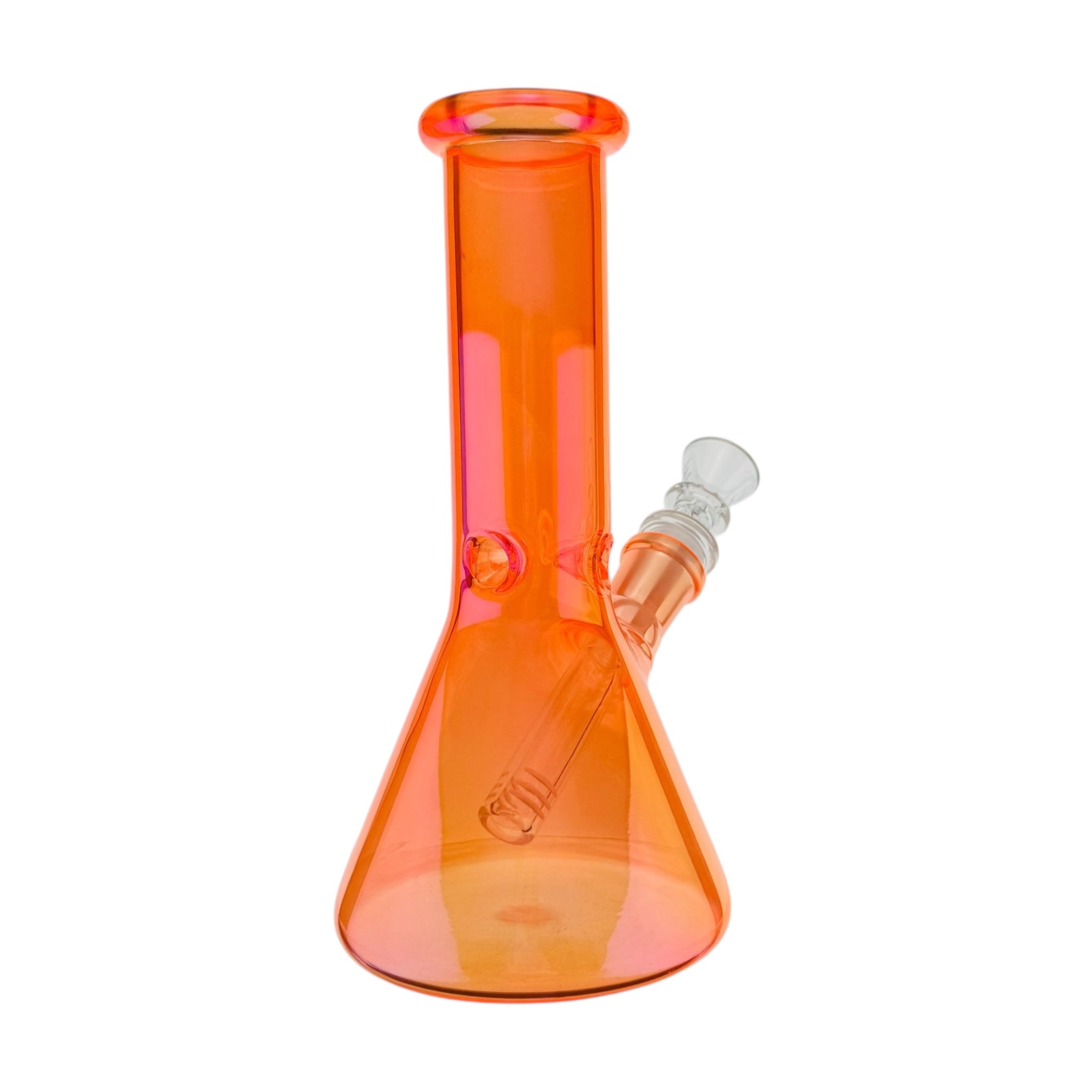 8 Inch Neon Orange Metallic Beaker Bong on a white background