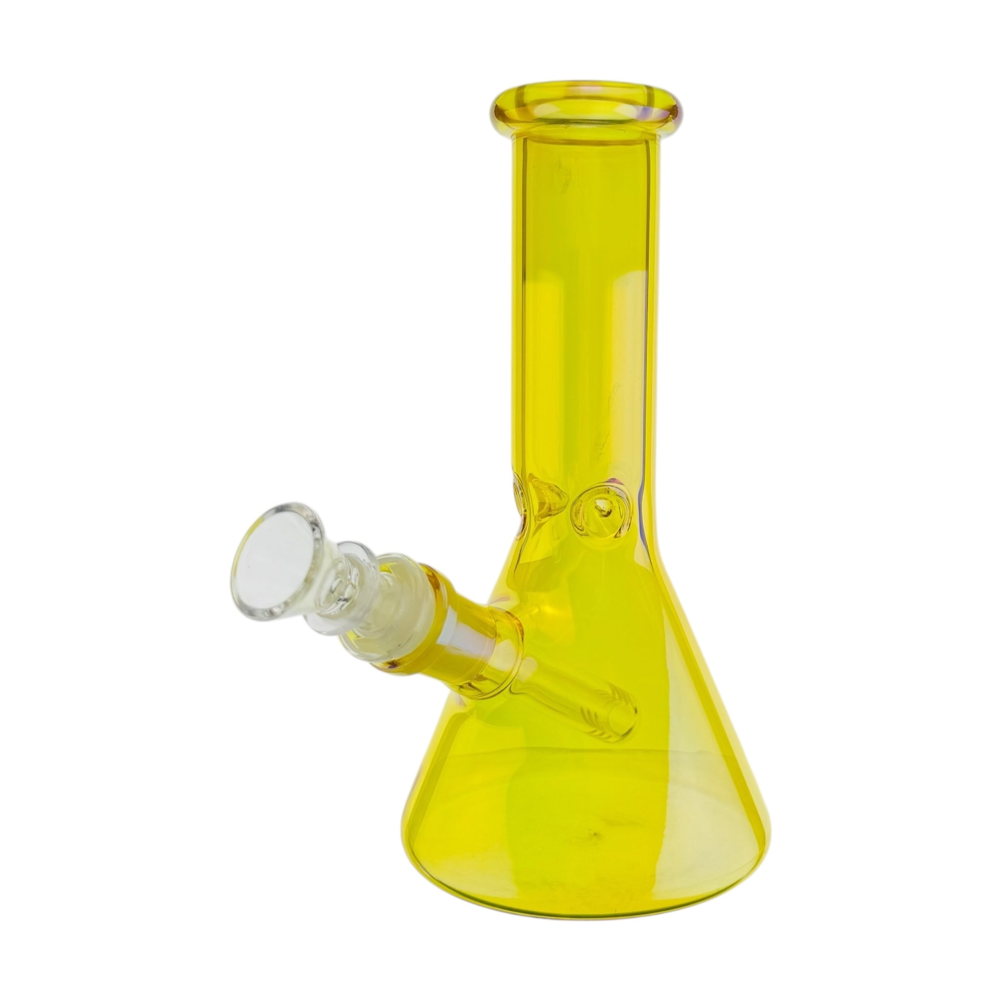8 Inch Yellow Metallic Beaker Bong on a white background