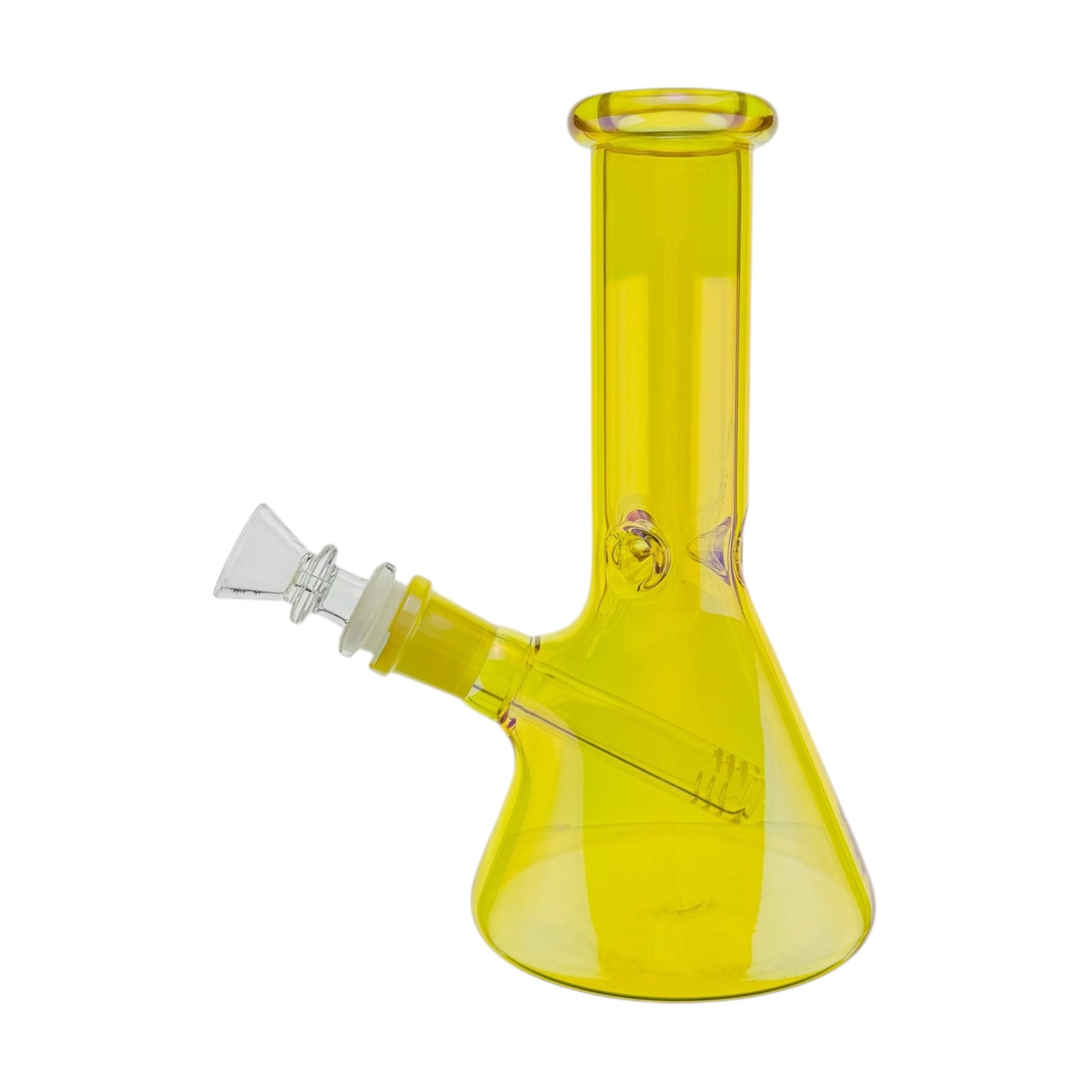8 Inch Yellow Metallic Beaker Bong water pipe on a white background