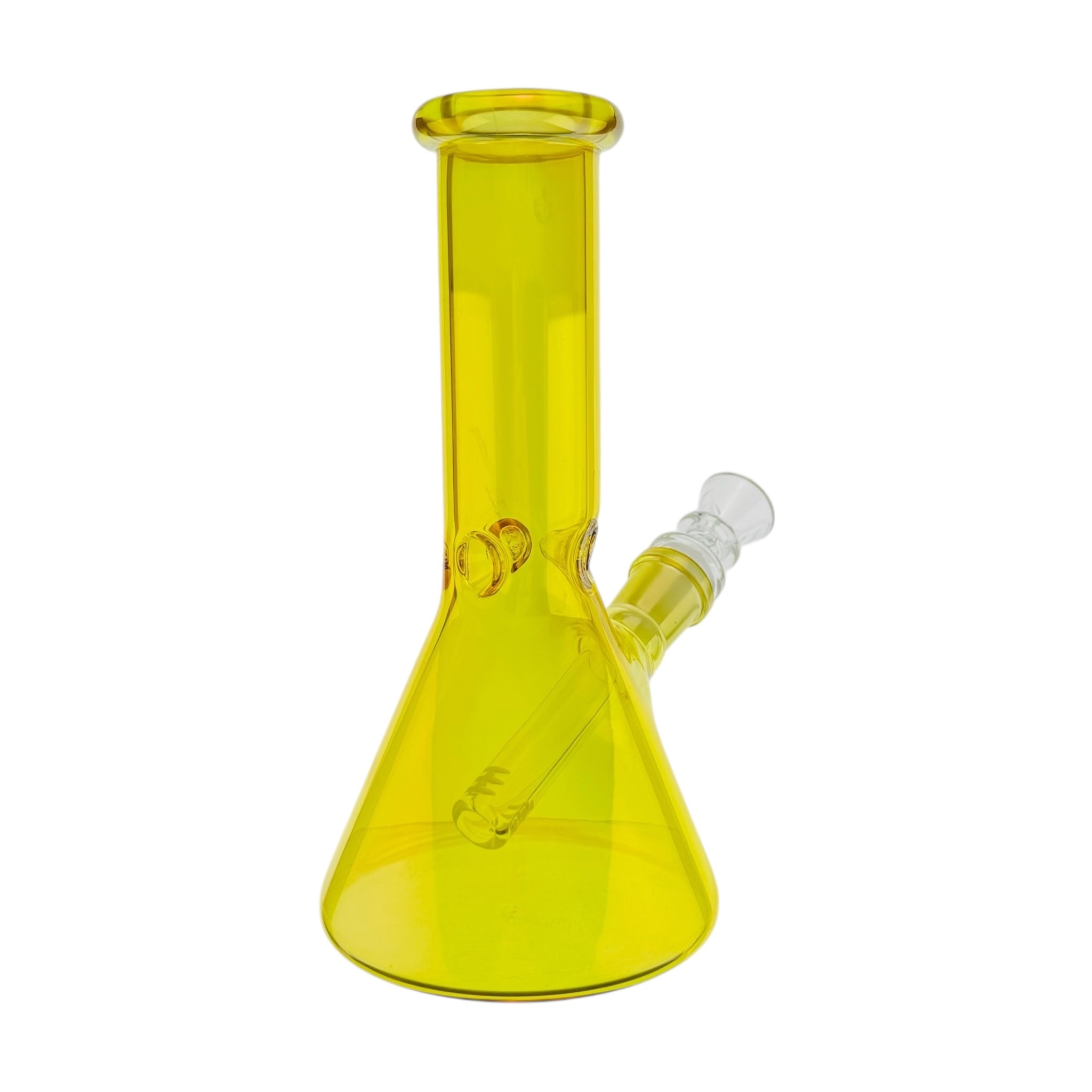 8 Inch Yellow Metallic Beaker Bong on a white background