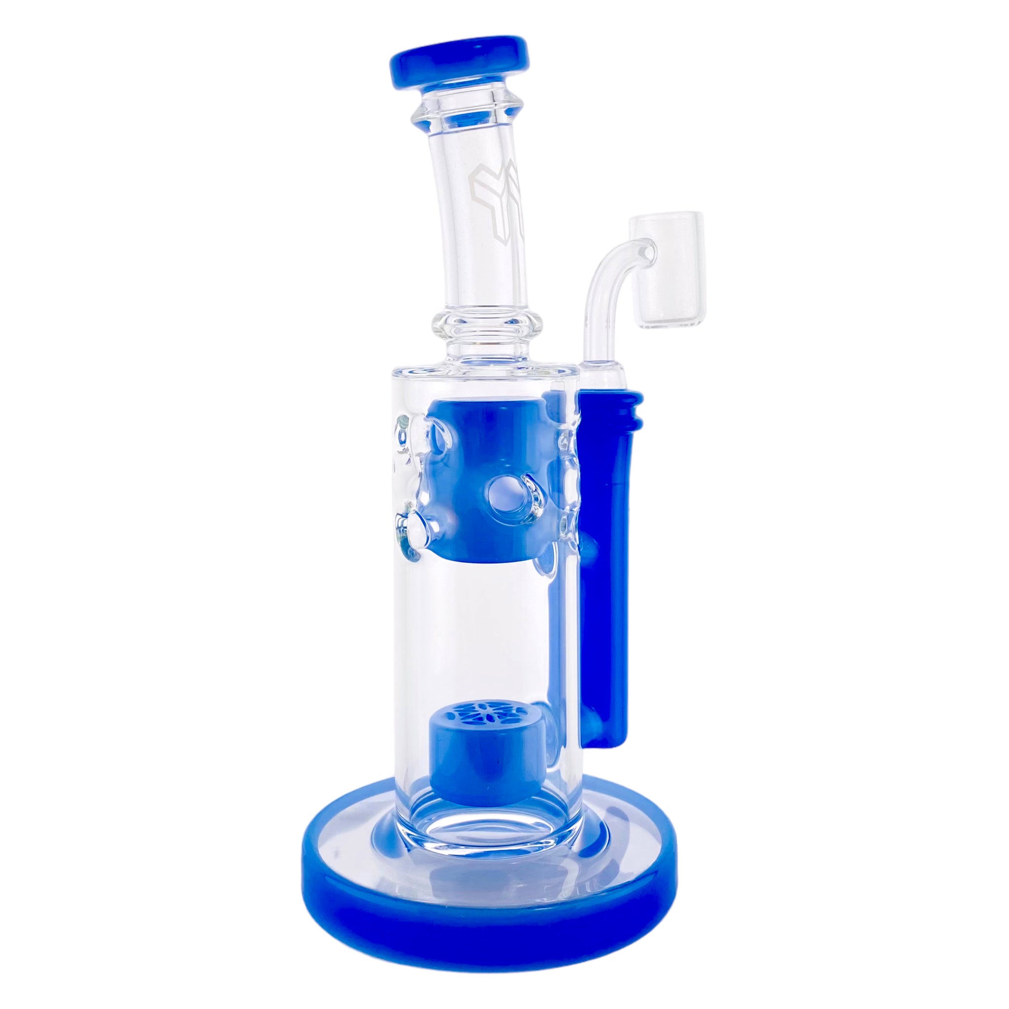 Deluxe Glass - Baby Blue Mini Straight Fab Bong Dab Rig With Seed Of Life Perc