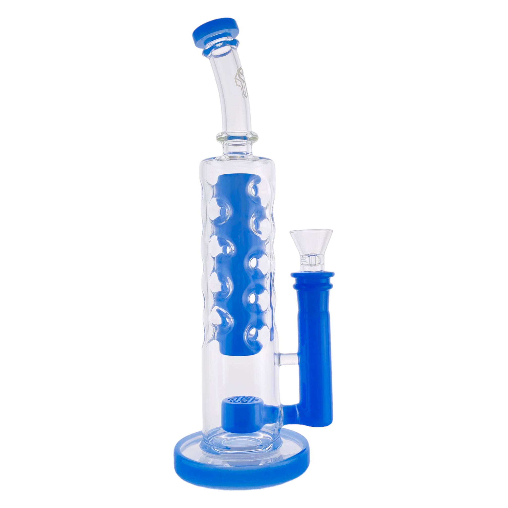 Deluxe Glass - Blue Milk Large Straight Fab Bong Dab Rig With Seed Of Life Perc