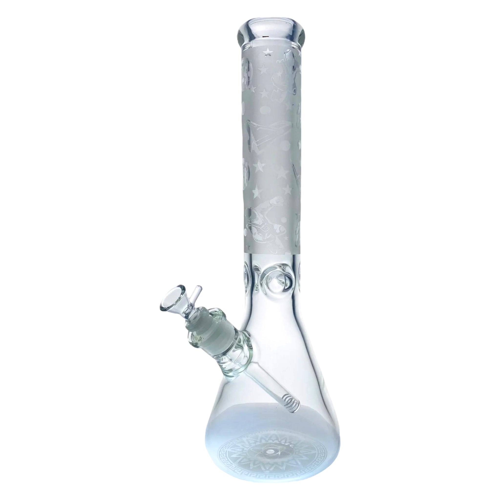 9mm Thick Glass Beaker Bong With Space Galaxy Sandblasted