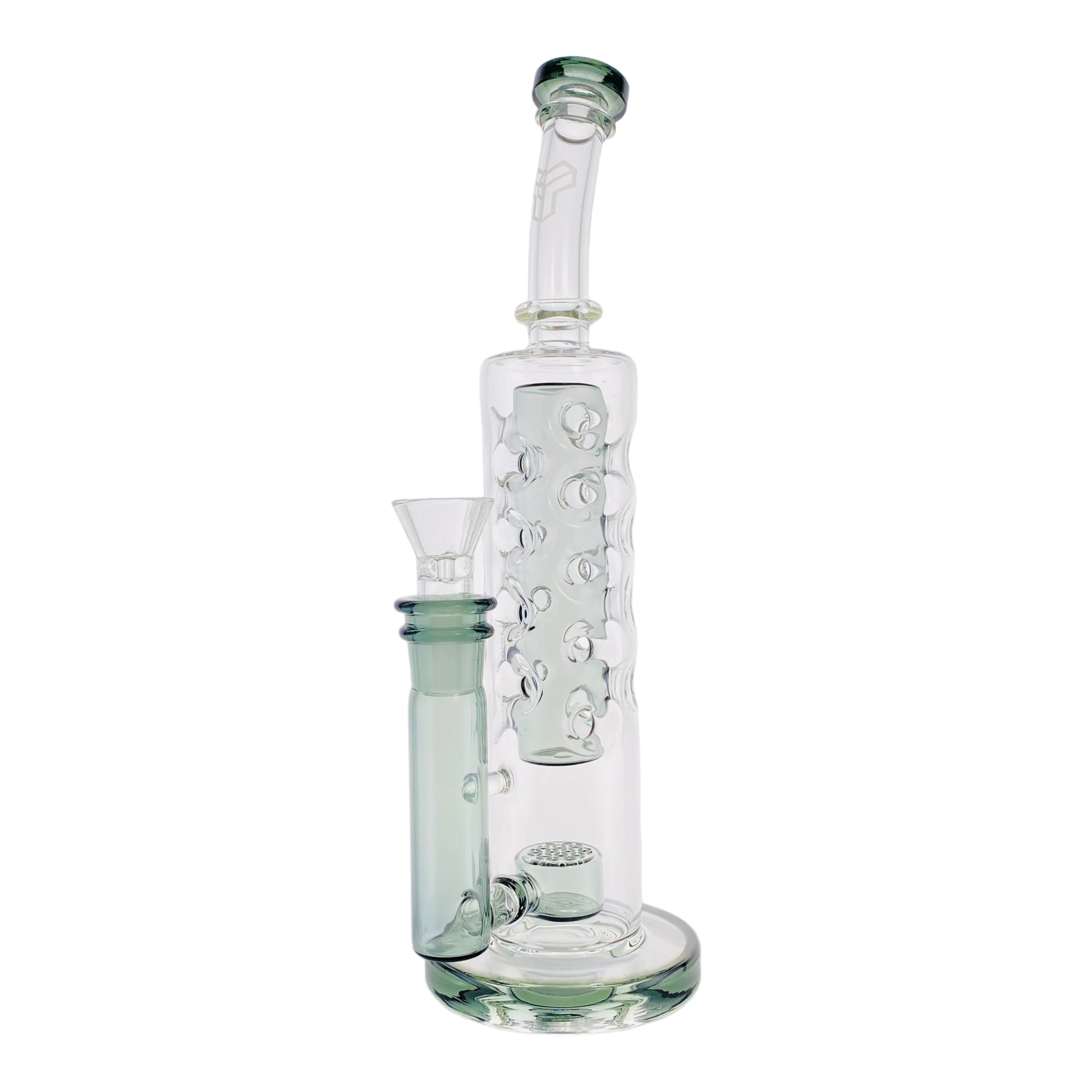 Deluxe Glass - Black Shadow Large Straight Fab Bong Dab Rig With Seed Of Life Perc