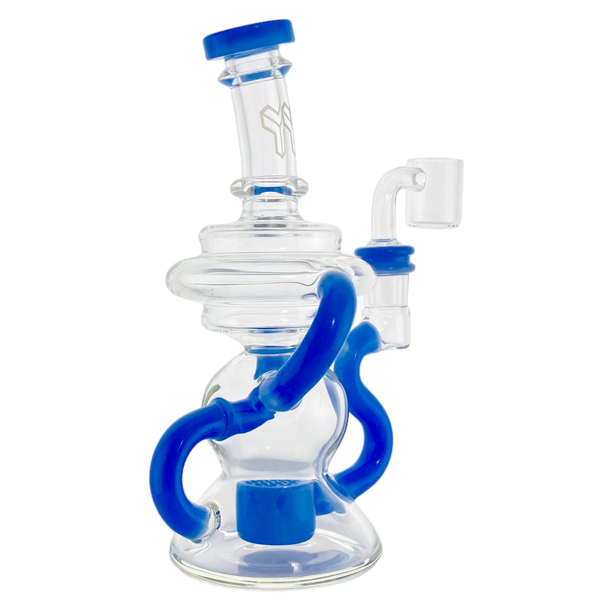 Deluxe Glass - Blue Milk Klein Recycler Dab Rig With Seed of Life Percolator