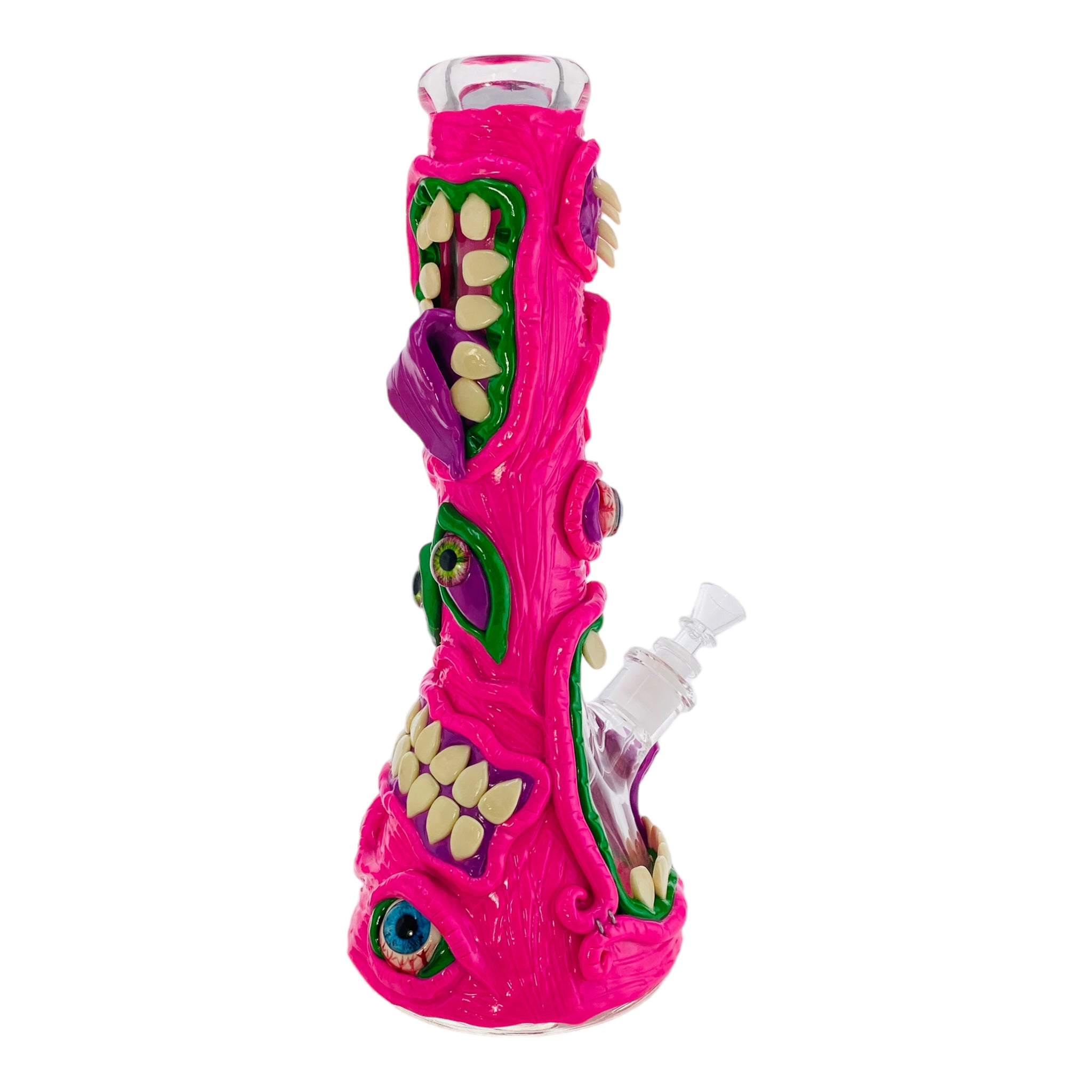 Pink Crazy Monster Face Beaker Bong