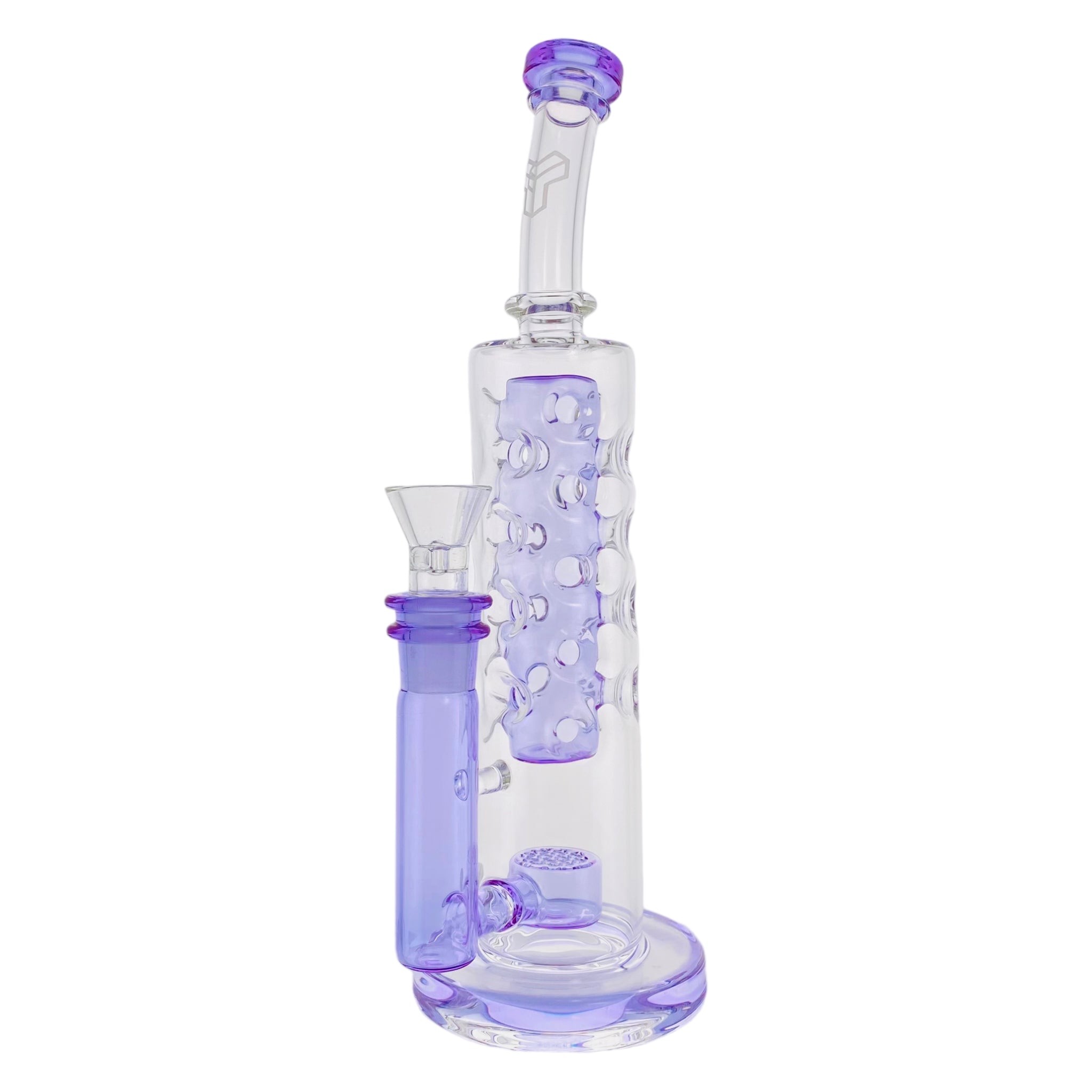 Deluxe Glass - CFL Reactive Large Straight Fab Bong Dab Rig With Seed Of Life Perc