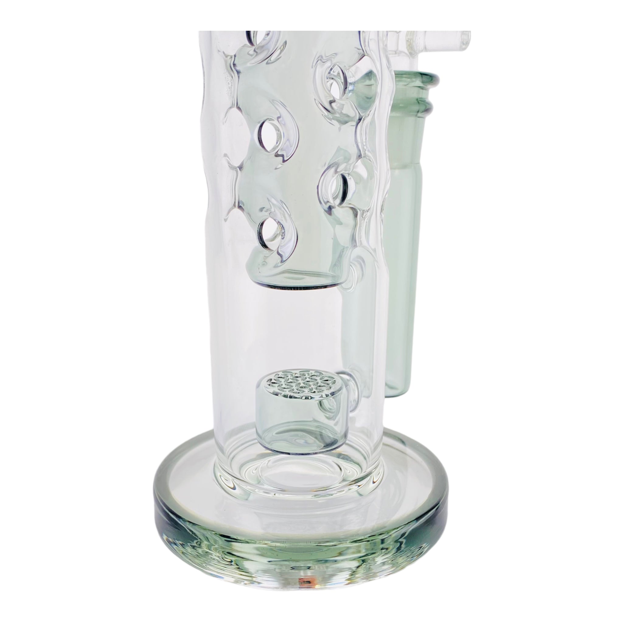 Deluxe Glass - Black Shadow Large Straight Fab Bong Dab Rig With Seed Of Life Perc