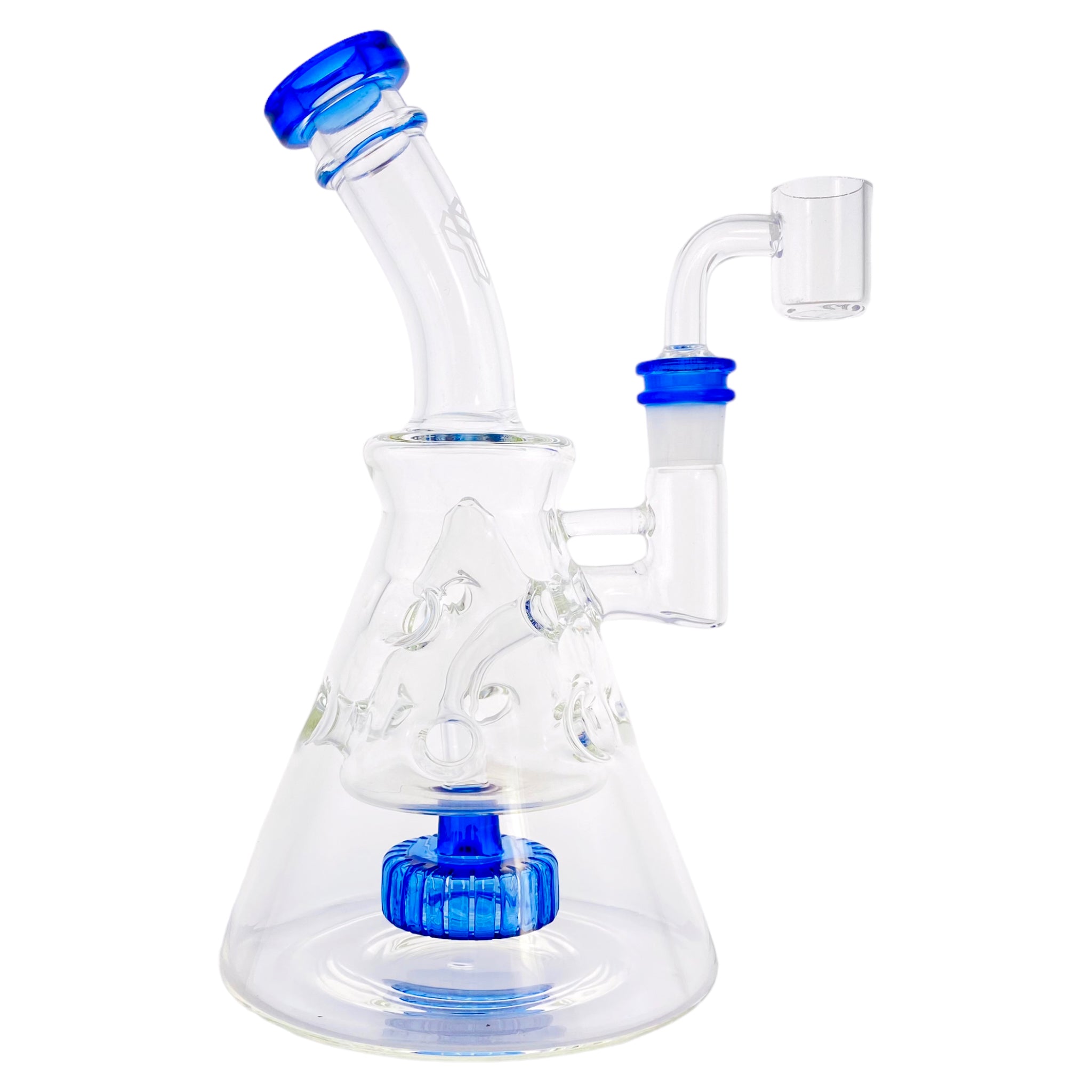Deluxe Glass - Blue Fab Beaker Base Dab Rig With Banger Hanger 14mm Fitting