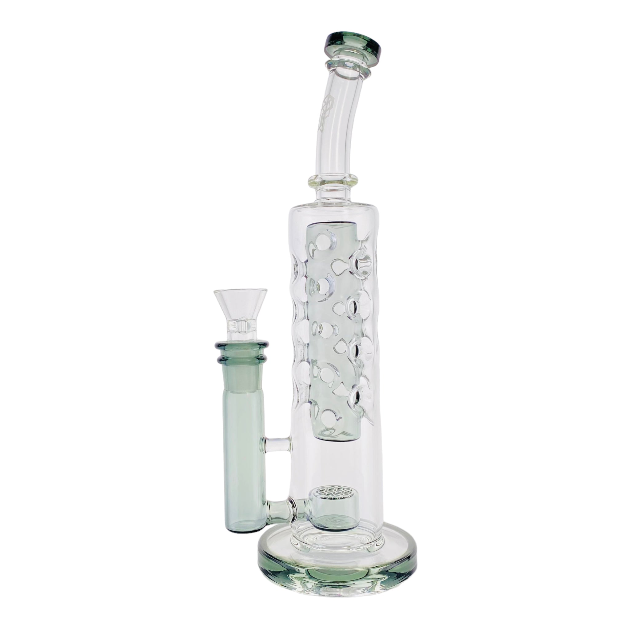 Deluxe Glass - Black Shadow Large Straight Fab Bong Dab Rig With Seed Of Life Perc